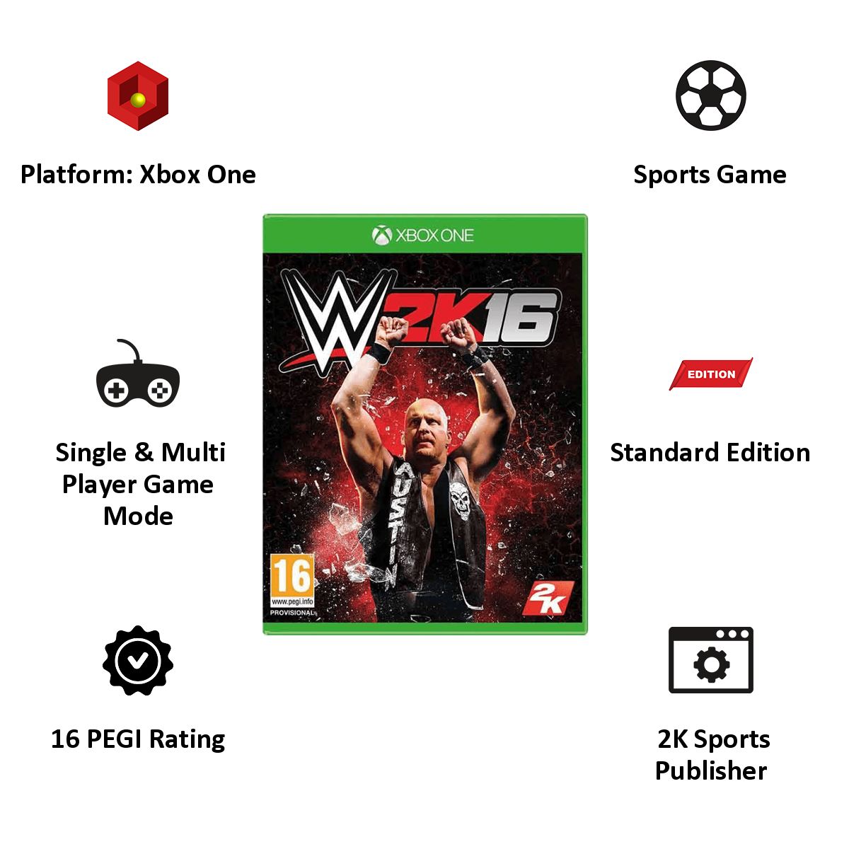TAKE 2 Xbox One Game (WWE 2K16)_6