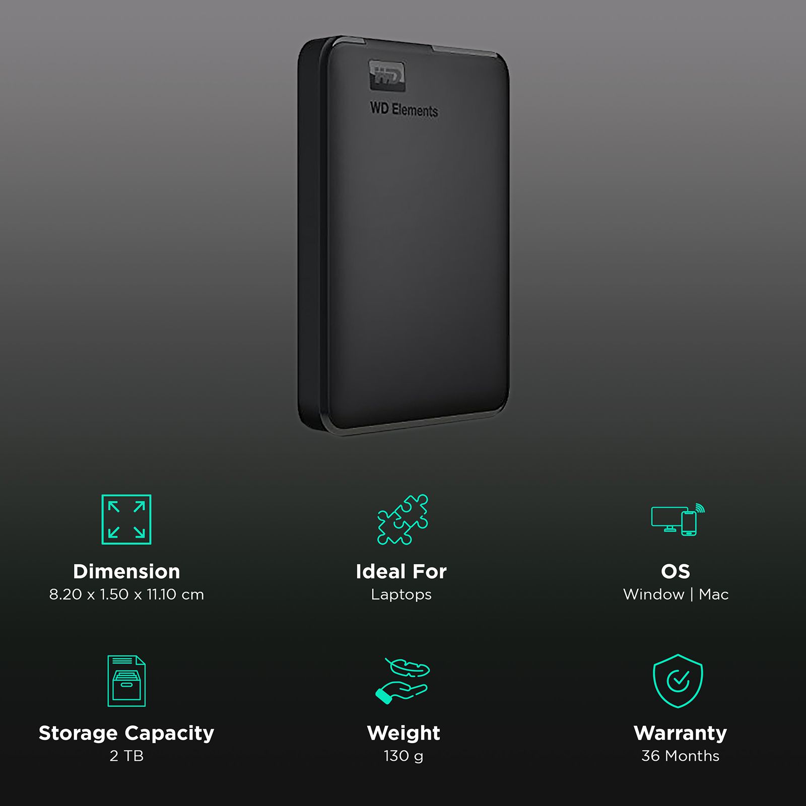 Western Digital Elements 2TB USB (3.0) Portable Hard Disk Drive (Ultra-Fast Data Transfers, Black) Western Digital Elements 2TB USB (3.0) Portable Hard Disk Drive (Ultra-Fast Data Transfers, Black)_3