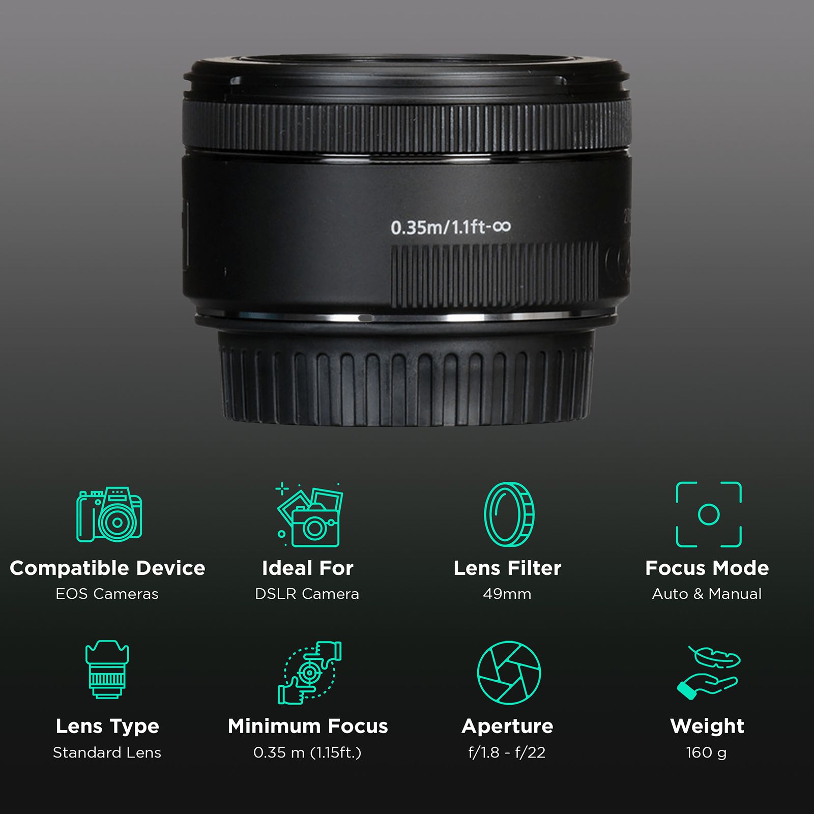 Canon 50mm f/1.8 Standard Prime Lens for Canon EF Mount (STM Motor) Canon 50mm f/1.8 Standard Prime Lens for Canon EF Mount (STM Motor)_3