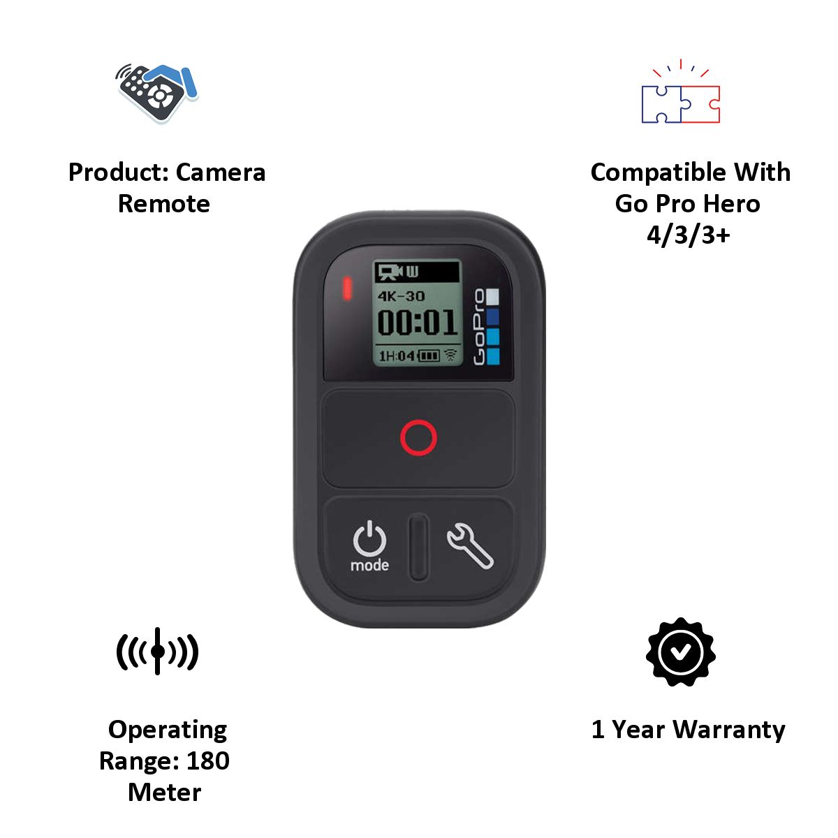 GoPro Smart Camera Remote (ARMTE-002-EU, Black) GoPro Smart Camera Remote (ARMTE-002-EU, Black)_3