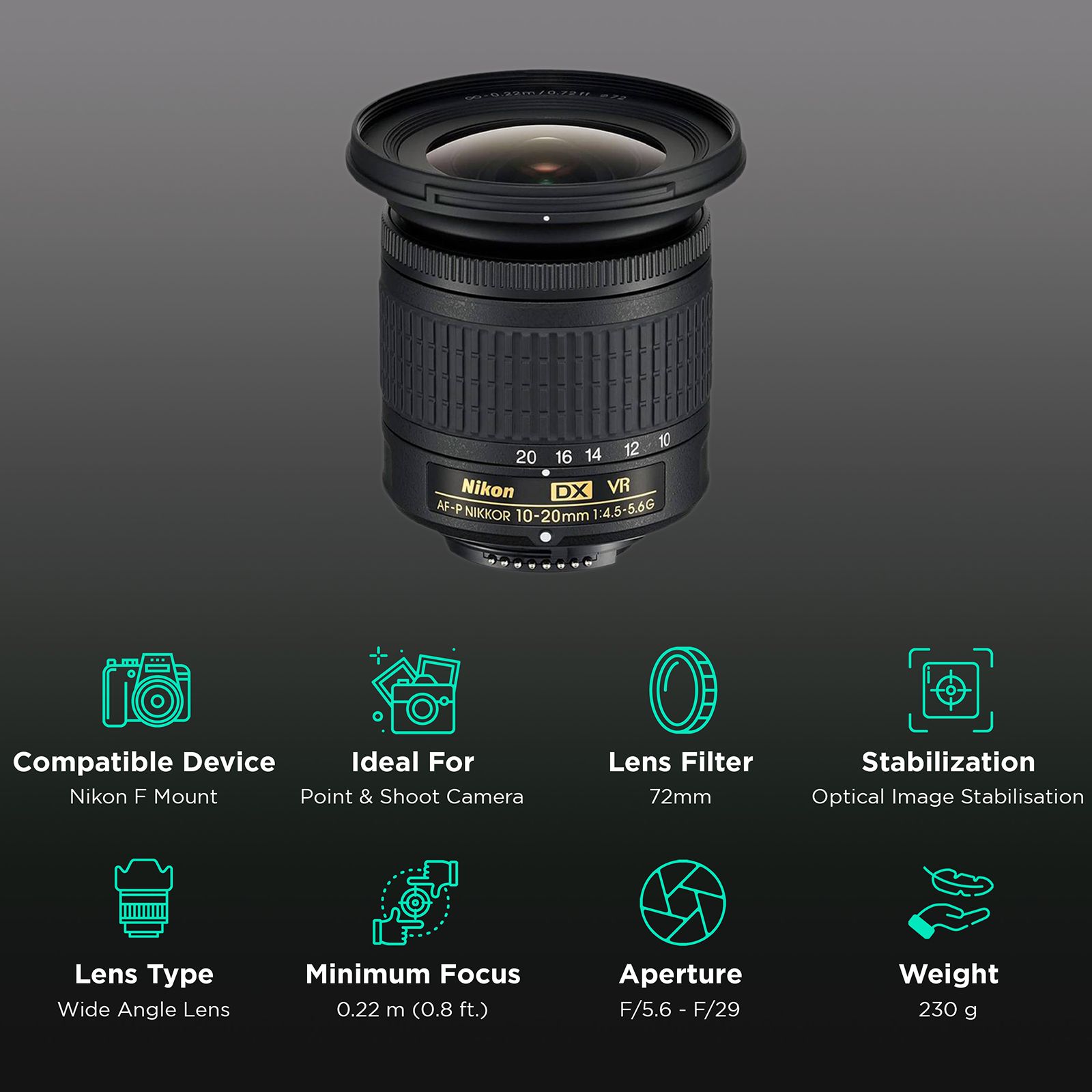 Nikon AF-P DX NIKKOR 10-20mm f/4.5 - f/29 Wide-Angle Zoom Lens for Nikon F Mount (Cropped Sensor) Nikon AF-P DX NIKKOR 10-20mm f/4.5 - f/29 Wide-Angle Zoom Lens for Nikon F Mount (Cropped Sensor)_3