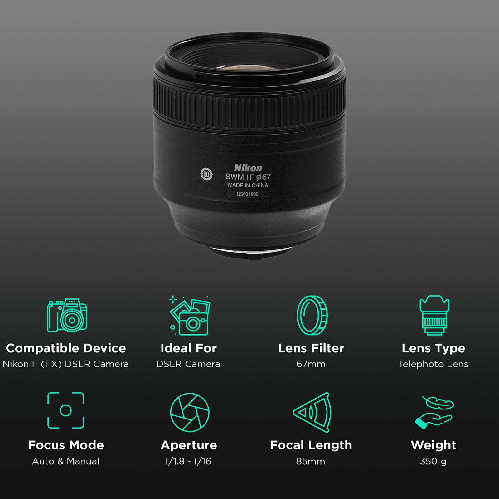 Nikon AF-S NIKKOR 85mm f/1.8 - f/16 Telephoto Prime Lens for Nikon F Mount (Silent Wave Motor)_3