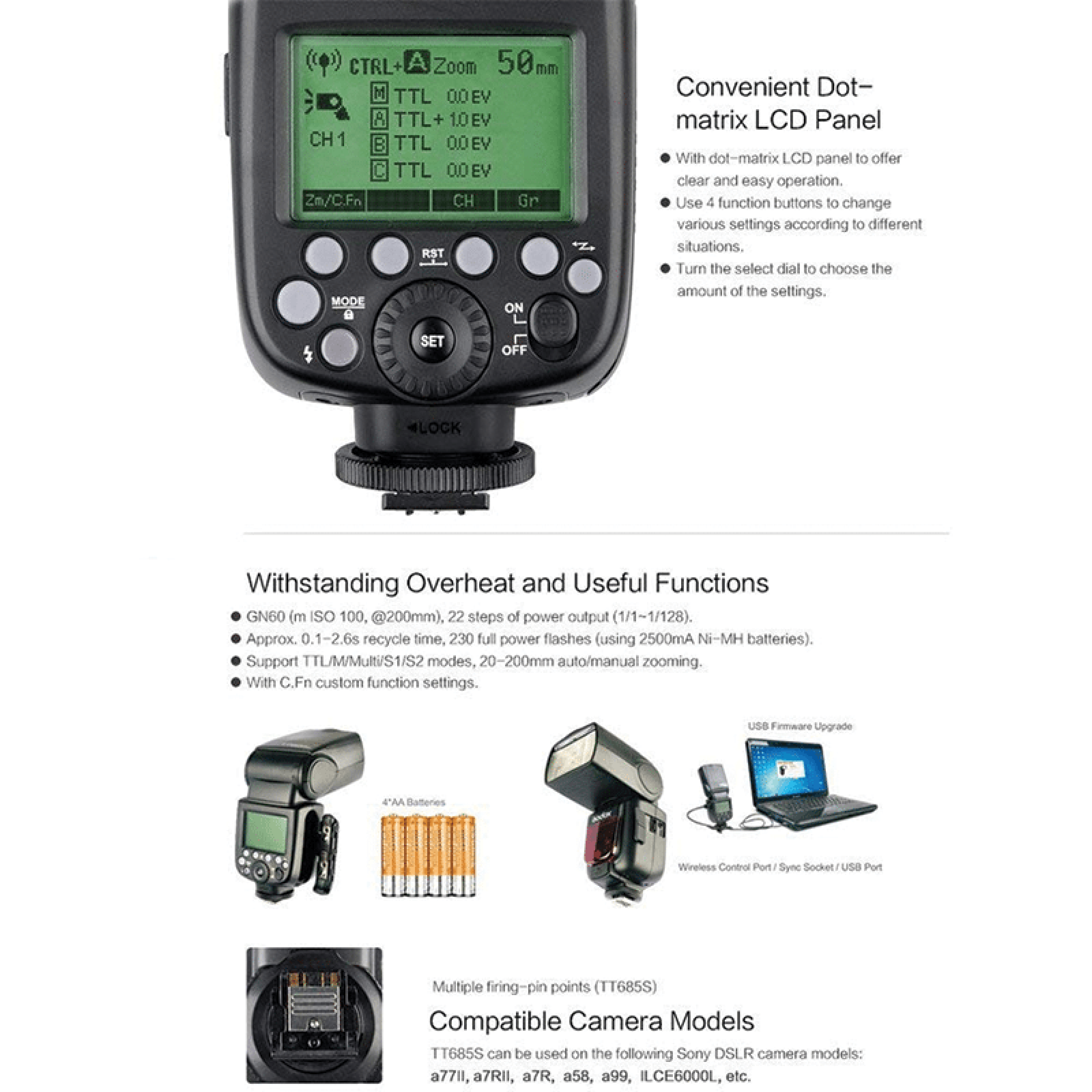 Godox TT685S Camera Flash for Sony (Two Transmitting Styles) Godox TT685S Camera Flash for Sony (Two Transmitting Styles)_9