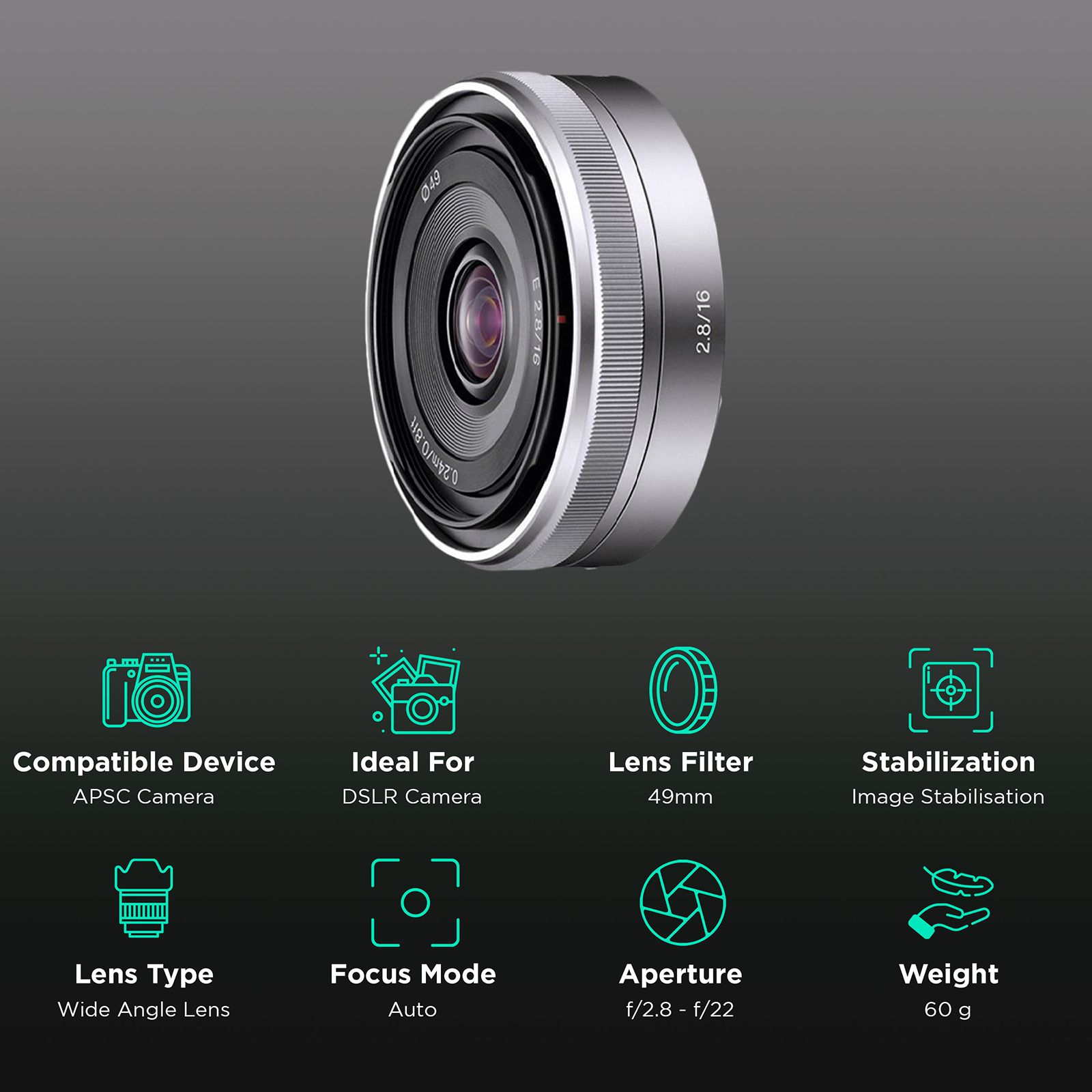 SONY 16mm f/2.8 - f/22 Wide-Angle Prime Lens for SONY E Mount (APS-C Image Sensors)_3