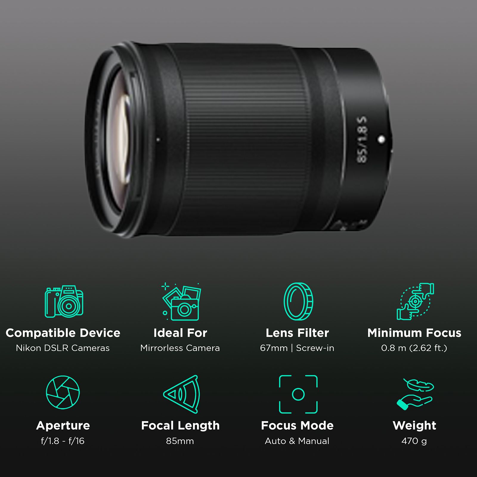 Nikon NIKKOR Z 85mm f/1.8 - f/16 Telephoto Prime Lens for Nikon Z Mount (Autofocus) Nikon NIKKOR Z 85mm f/1.8 - f/16 Telephoto Prime Lens for Nikon Z Mount (Autofocus)_3