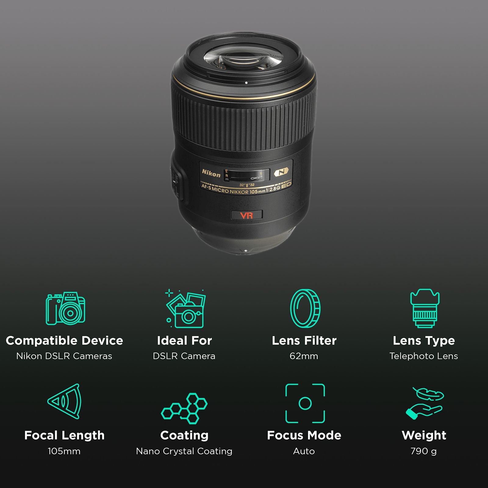 Nikon AF-S VR NIKKOR 105mm f/2.8 - f/32 Micro Prime Lens for Nikon F Mount (Silent Wave Motor) Nikon AF-S VR NIKKOR 105mm f/2.8 - f/32 Micro Prime Lens for Nikon F Mount (Silent Wave Motor)_3