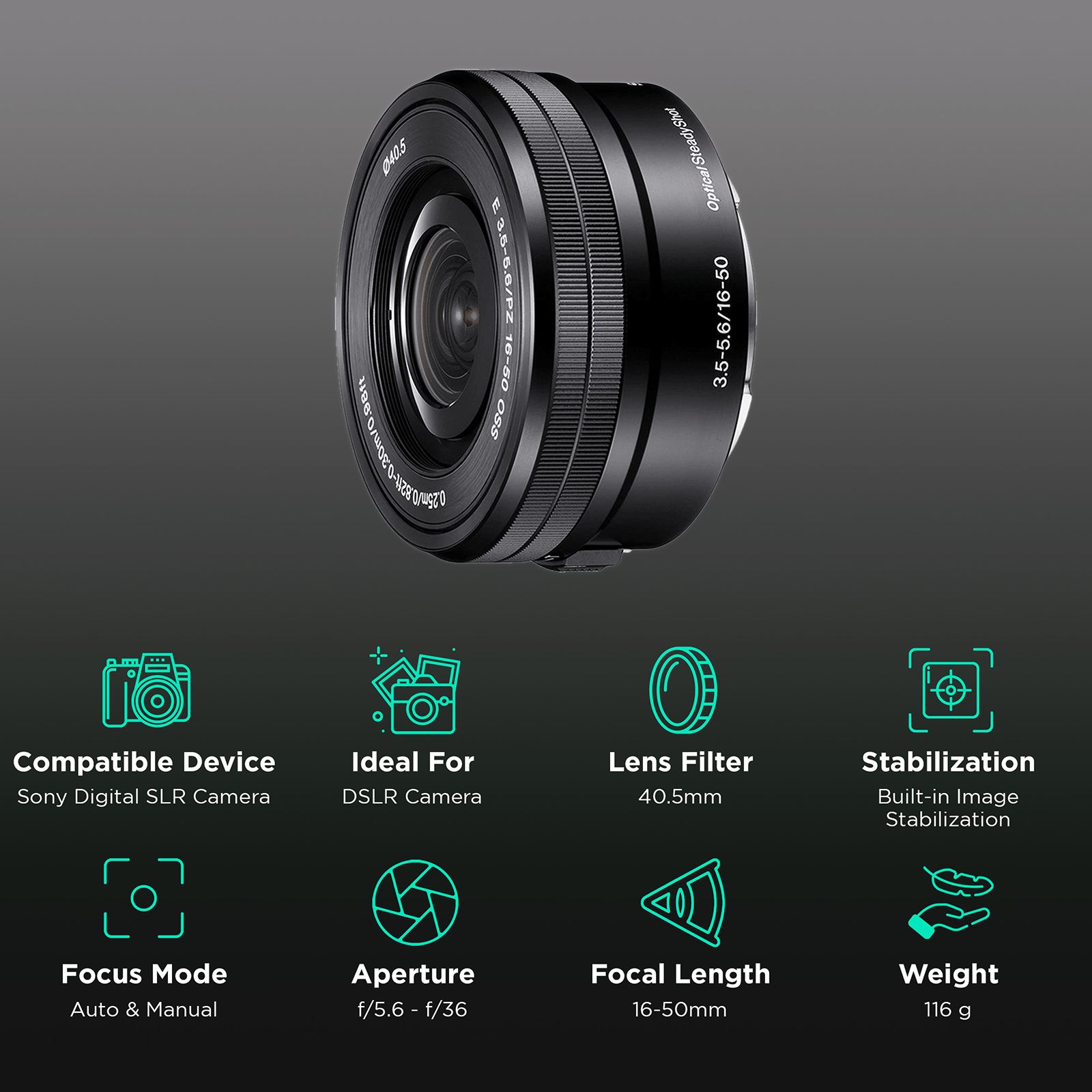 SONY 16-50mm f/3.5 - f/5.6 Standard Zoom Lens for SONY E Mount (Optical SteadyShot Image Stabilisation) SONY 16-50mm f/3.5 - f/5.6 Standard Zoom Lens for SONY E Mount (Optical SteadyShot Image Stabilisation)_3