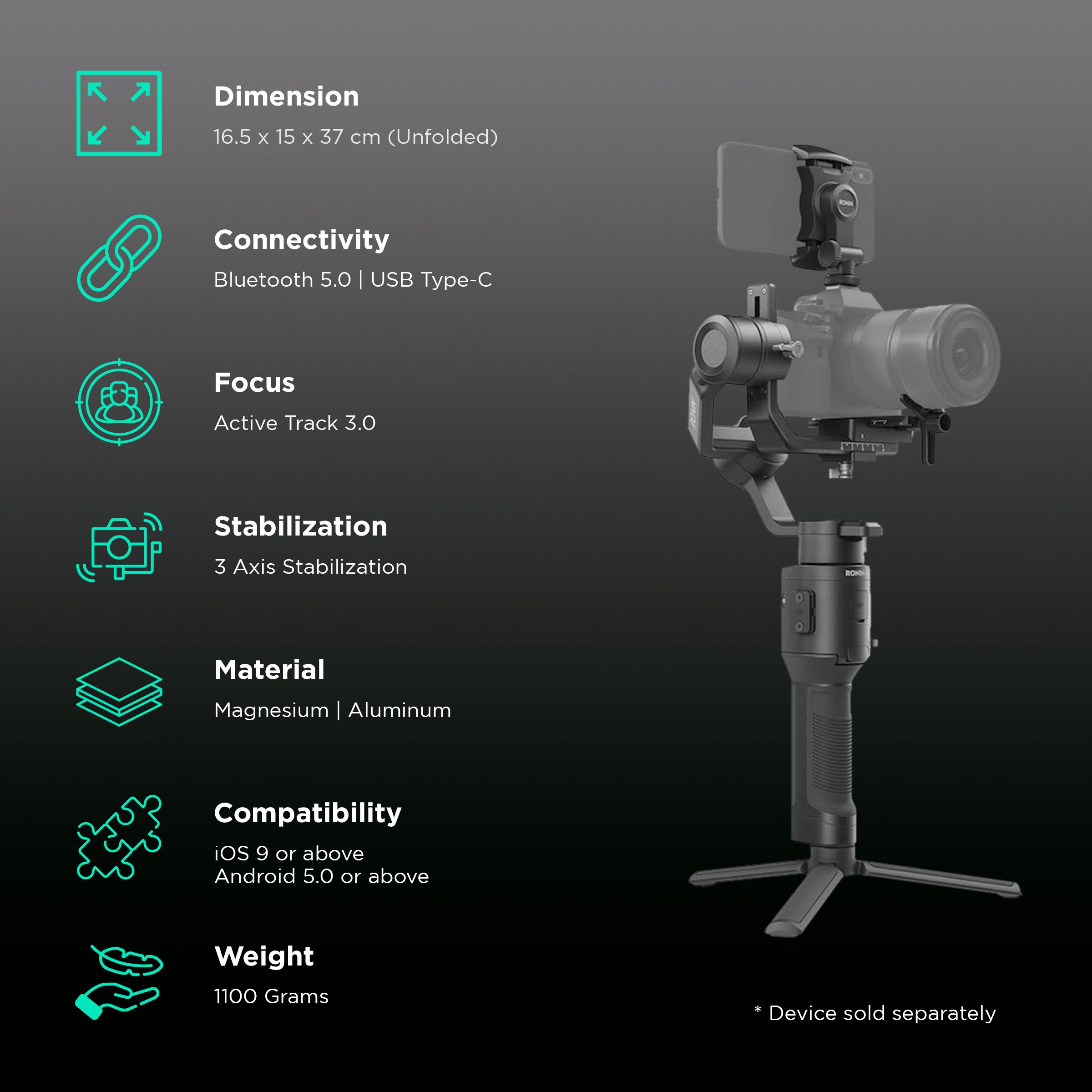 DJI Ronin-SC 3-Axis Gimbal for Mobile and Camera with Remote (360 Degree Movement, Black) DJI Ronin-SC 3-Axis Gimbal for Mobile and Camera with Remote (360 Degree Movement, Black)_2