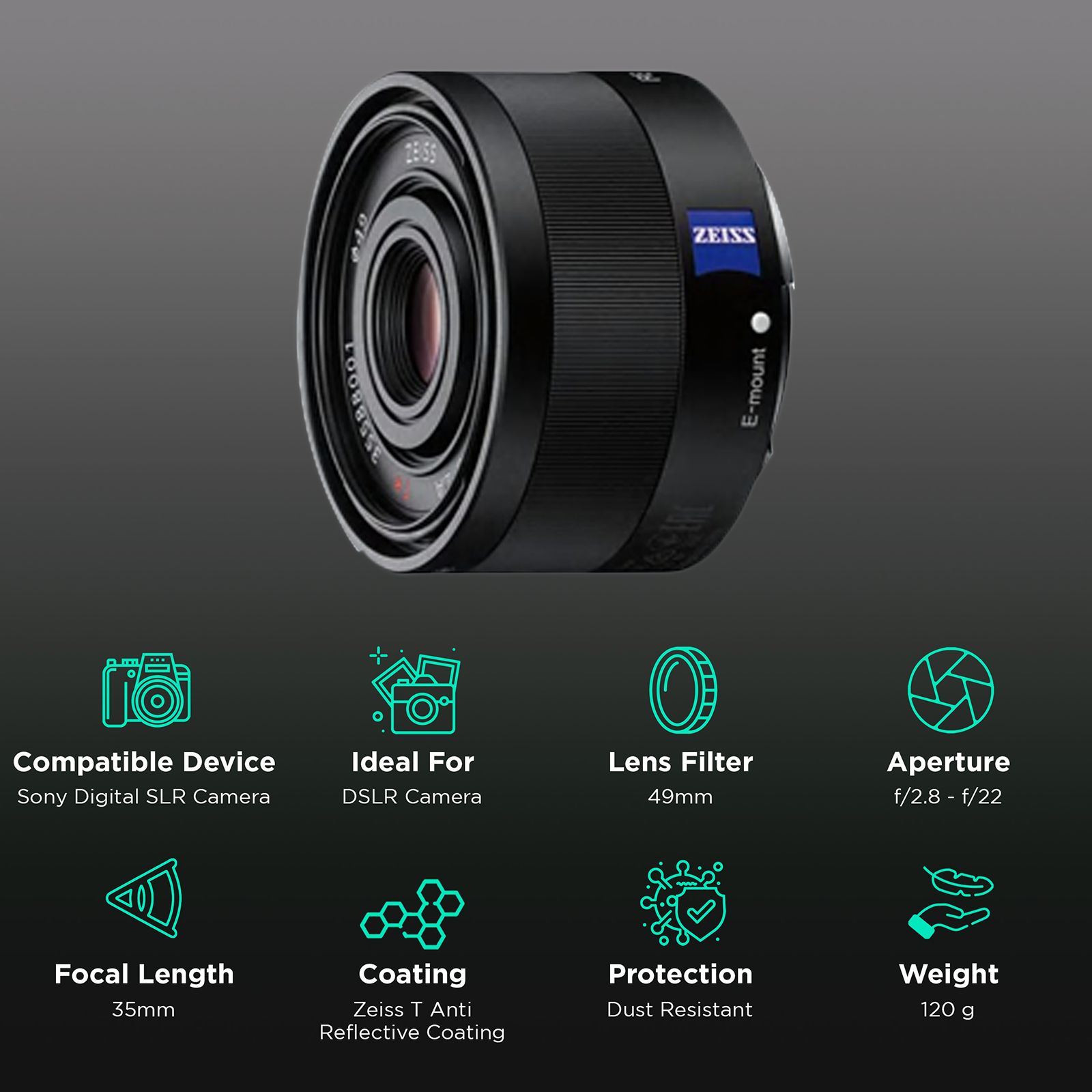 SONY Sonnar T FE 35mm f/2.8 - f/22 Standard Prime Lens for SONY E Mount (Dust & Moisture Resistant) SONY Sonnar T FE 35mm f/2.8 - f/22 Standard Prime Lens for SONY E Mount (Dust & Moisture Resistant)_3