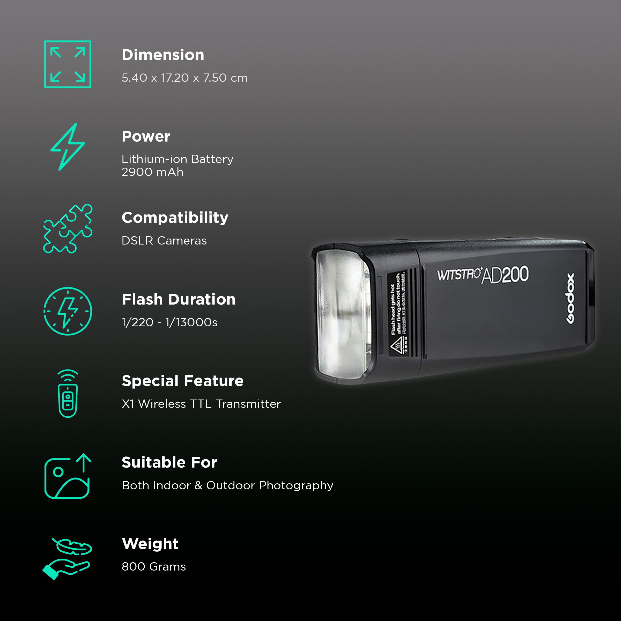 Godox AD200 Pocket Flash Kit for Canon, Nikon (Lightweight and Portable)_2