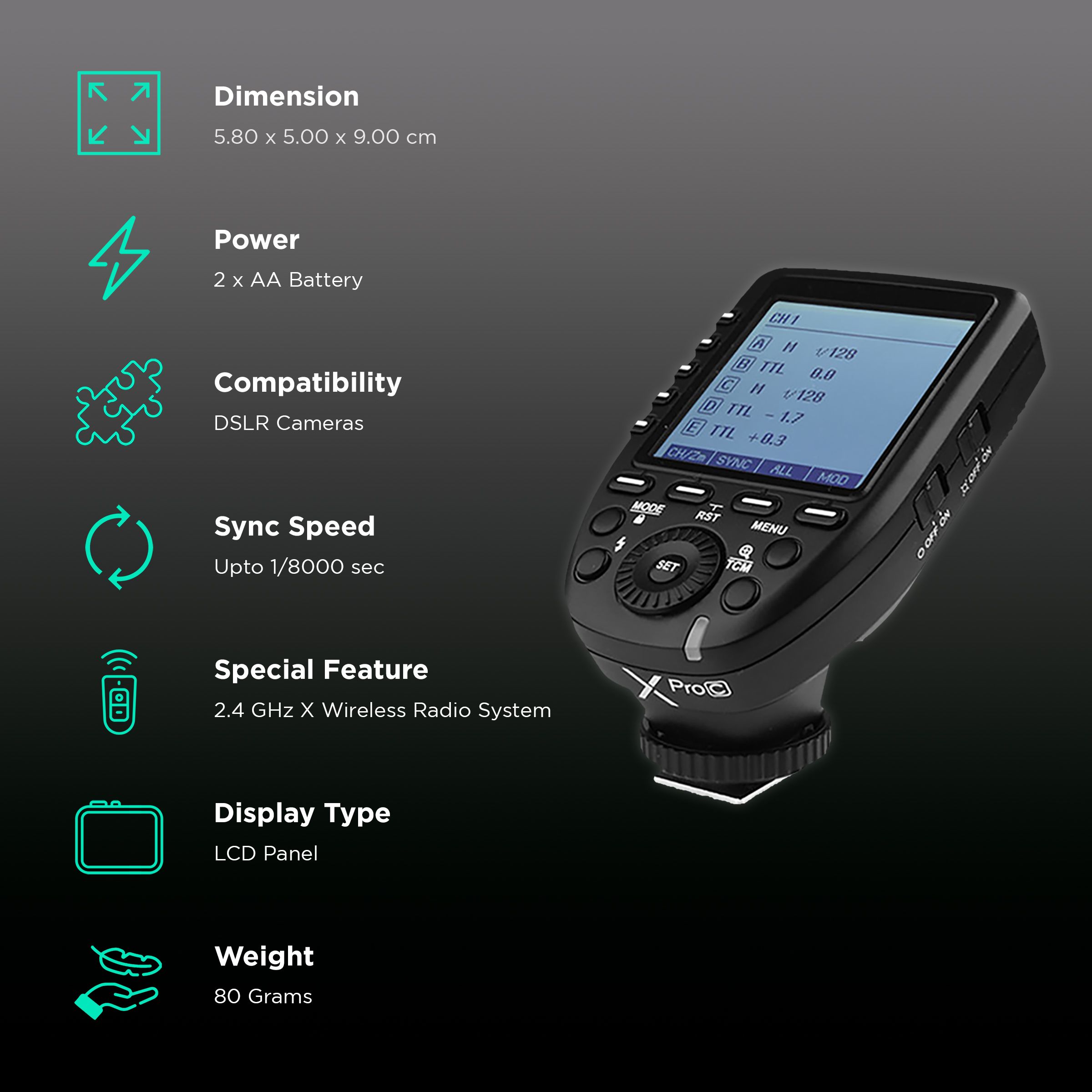 Godox XPro-C Wireless Flash Trigger for Canon (High Speed Sync) Godox XPro-C Wireless Flash Trigger for Canon (High Speed Sync)_2