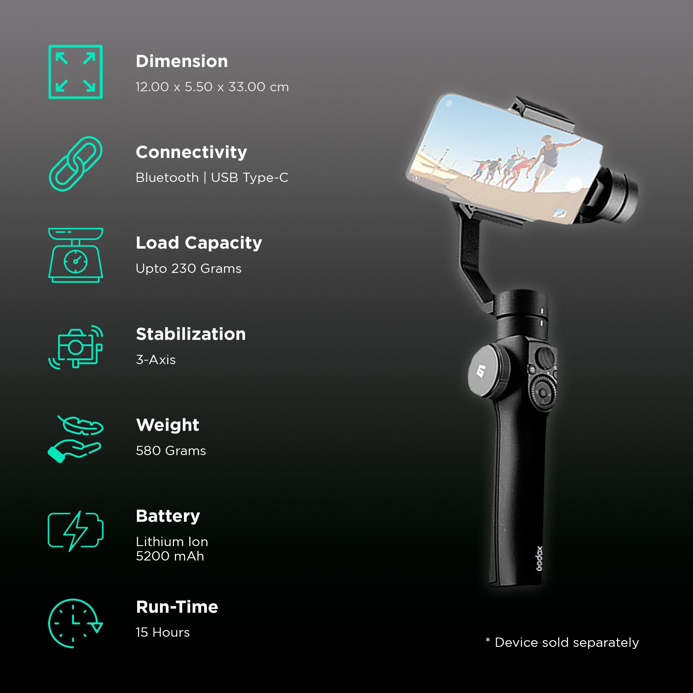 Godox ZP1 3-Axis Gimbal for Mobile (Multiple Shooting Modes, Black) Godox ZP1 3-Axis Gimbal for Mobile (Multiple Shooting Modes, Black)_2