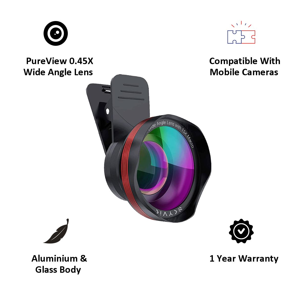 SKYVIK Signi Pro 2 in 1 (0.45x Wide + 15x Macro) Clip on Mobile Camera Lens Kit (CL-PK2, Black) SKYVIK Signi Pro 2 in 1 (0.45x Wide + 15x Macro) Clip on Mobile Camera Lens Kit (CL-PK2, Black)_4