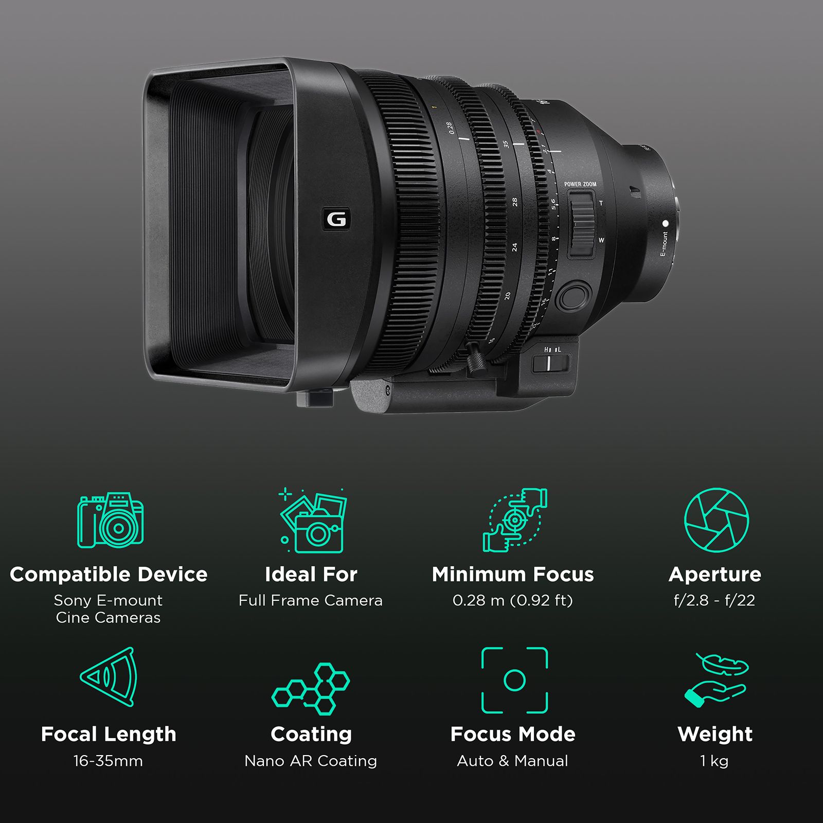 SONY 16-35mm f/2.8 - f/22 Wide-Angle Zoom Lens for SONY E Mount (Highly Versatile Control)_3