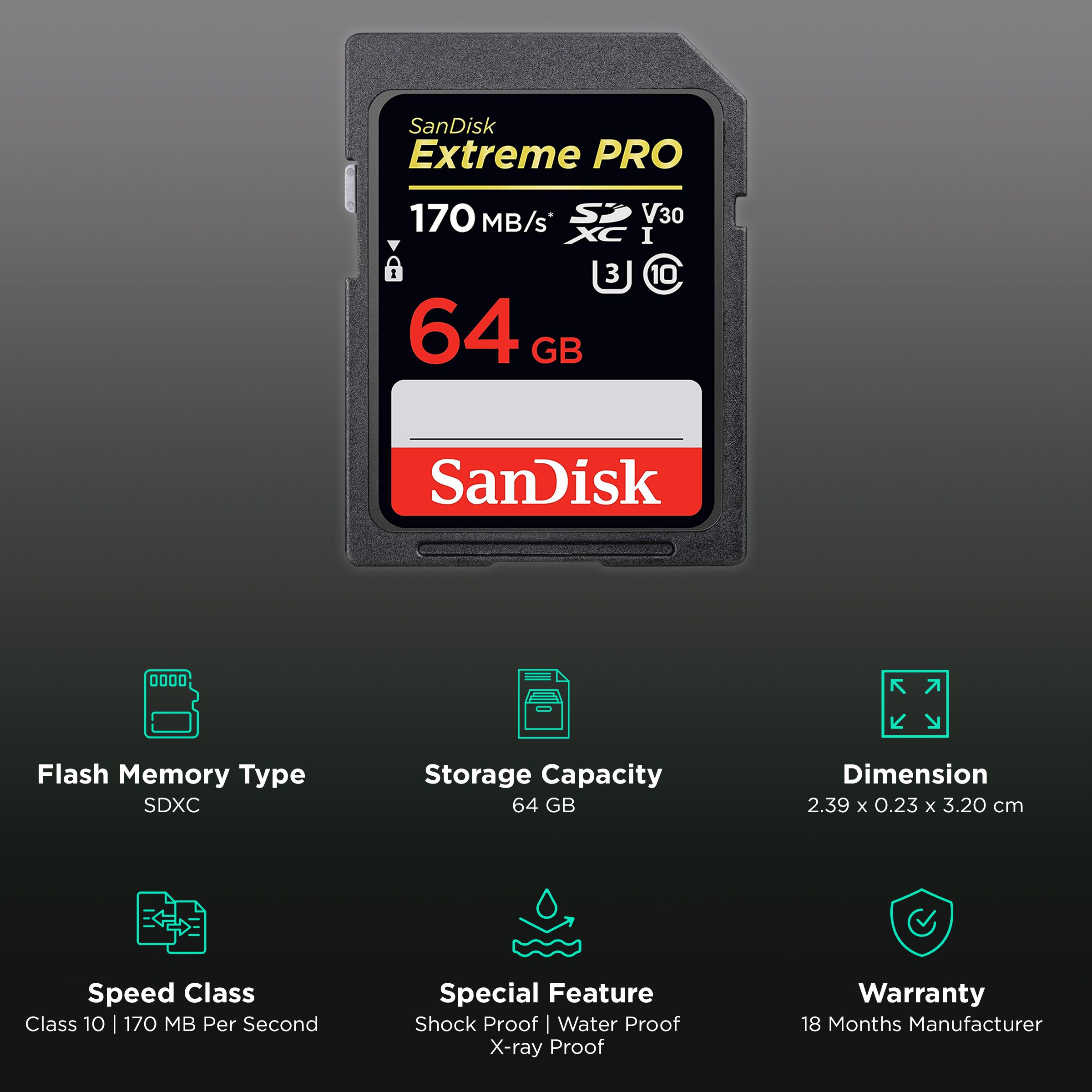 SanDisk Extreme Pro SDXC 64GB Class 10 170MB/s Memory Card SanDisk Extreme Pro SDXC 64GB Class 10 170MB/s Memory Card_3