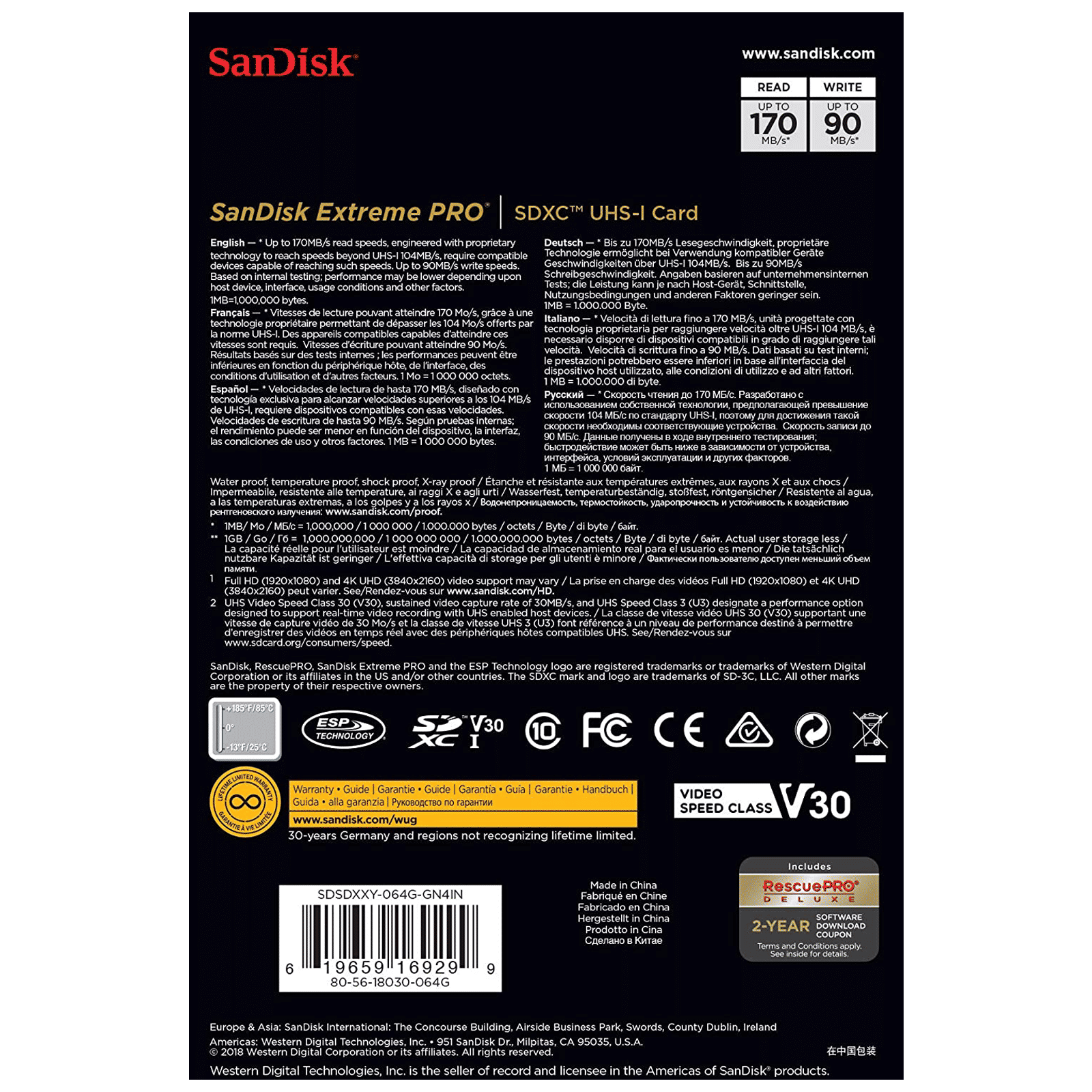 SanDisk Extreme Pro SDXC 64GB Class 10 170MB/s Memory Card SanDisk Extreme Pro SDXC 64GB Class 10 170MB/s Memory Card_8