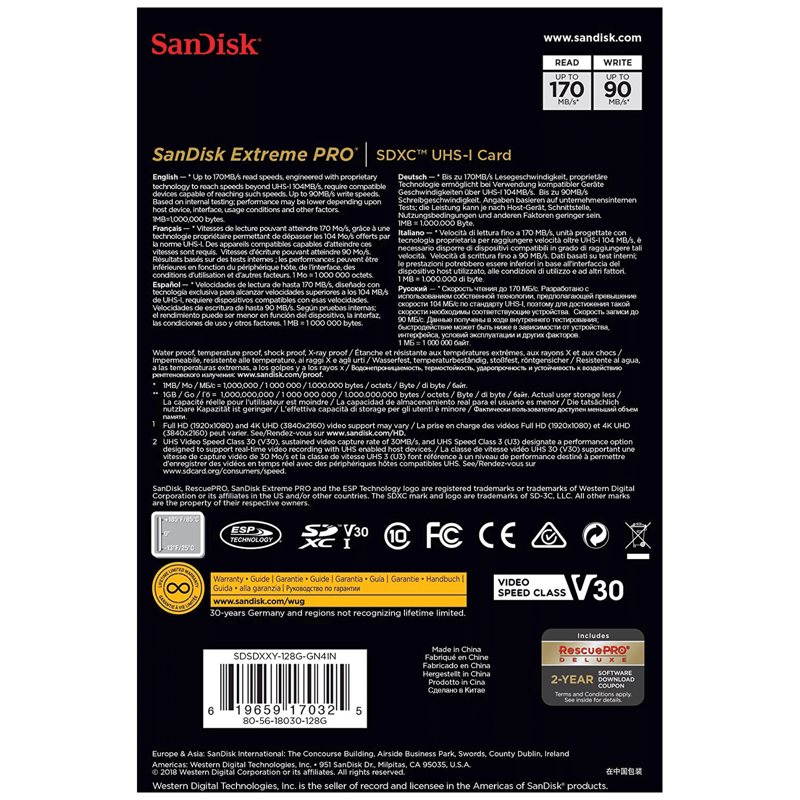 SanDisk Extreme PRO SDXC 128GB Class 3, Class 30, Class 10 170MB/s Memory Card_8