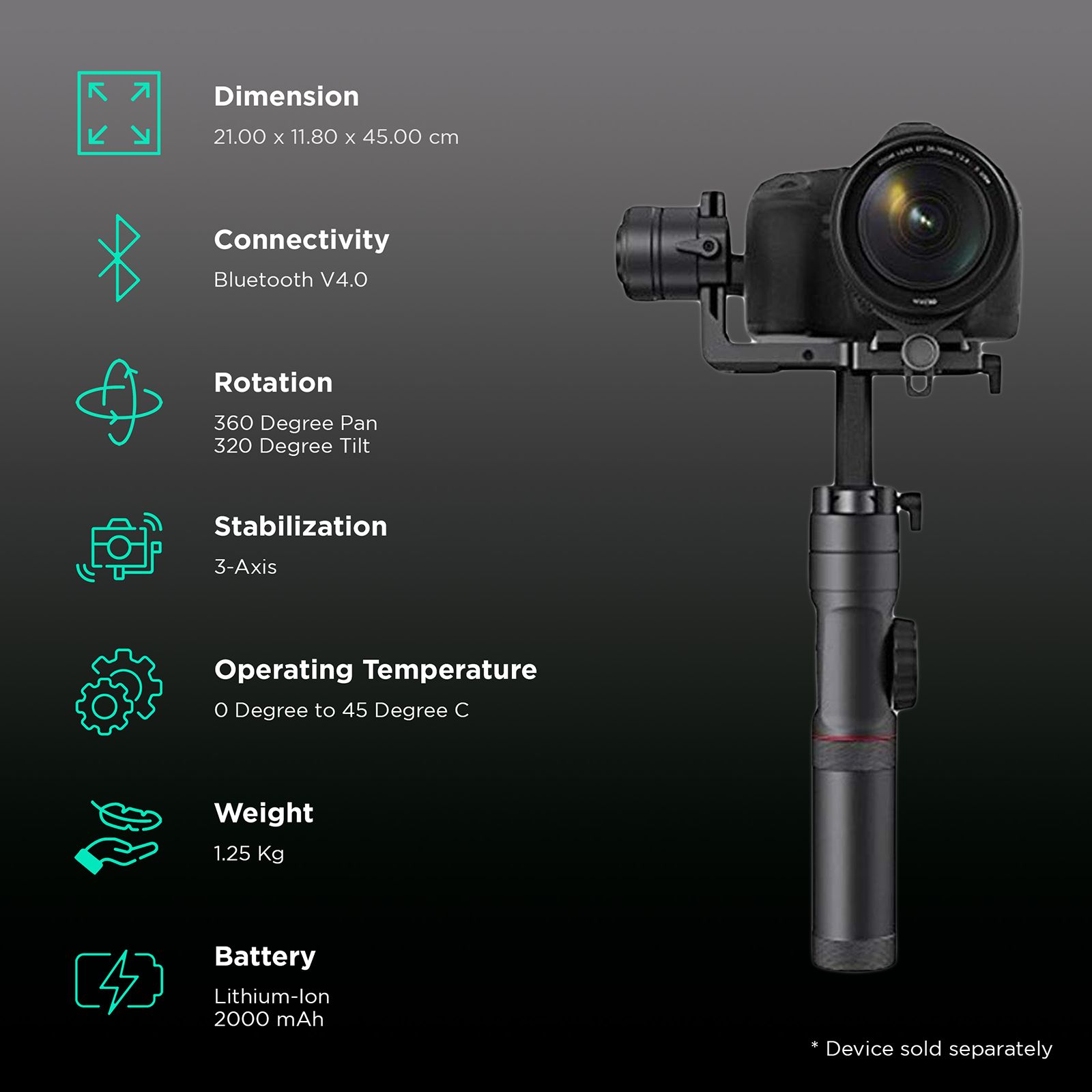 Zhiyun Crane 2 3-Axis Gimble for Camera (Intuitive OLED Display, Black)_2