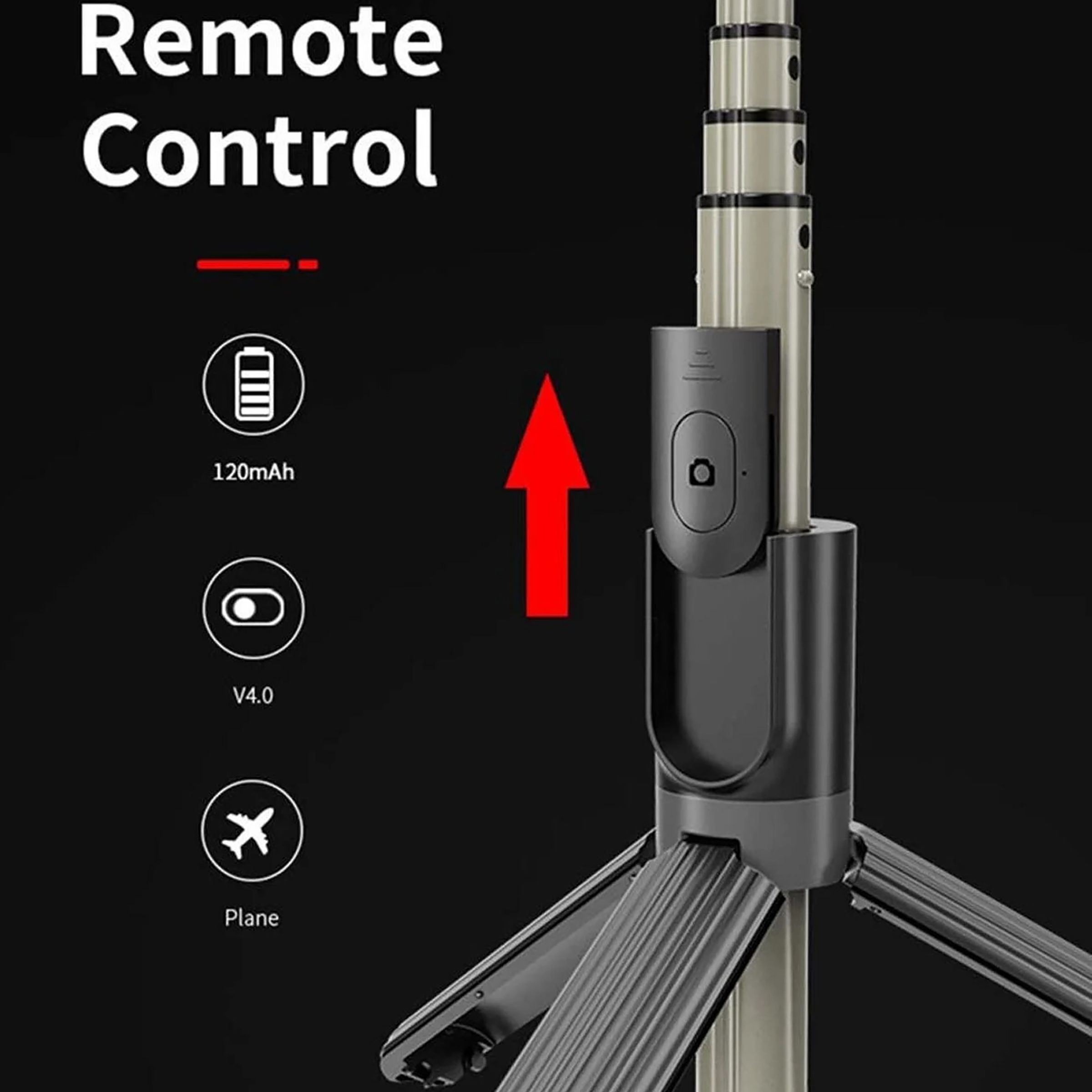 Dr. Vaku 90cm Adjustable Bluetooth Selfie Stick with Tripod for Mobile with Ring Light/Remote (Multi Functional, Black) Dr. Vaku 90cm Adjustable Bluetooth Selfie Stick with Tripod for Mobile with Ring Light/Remote (Multi Functional, Black)_5