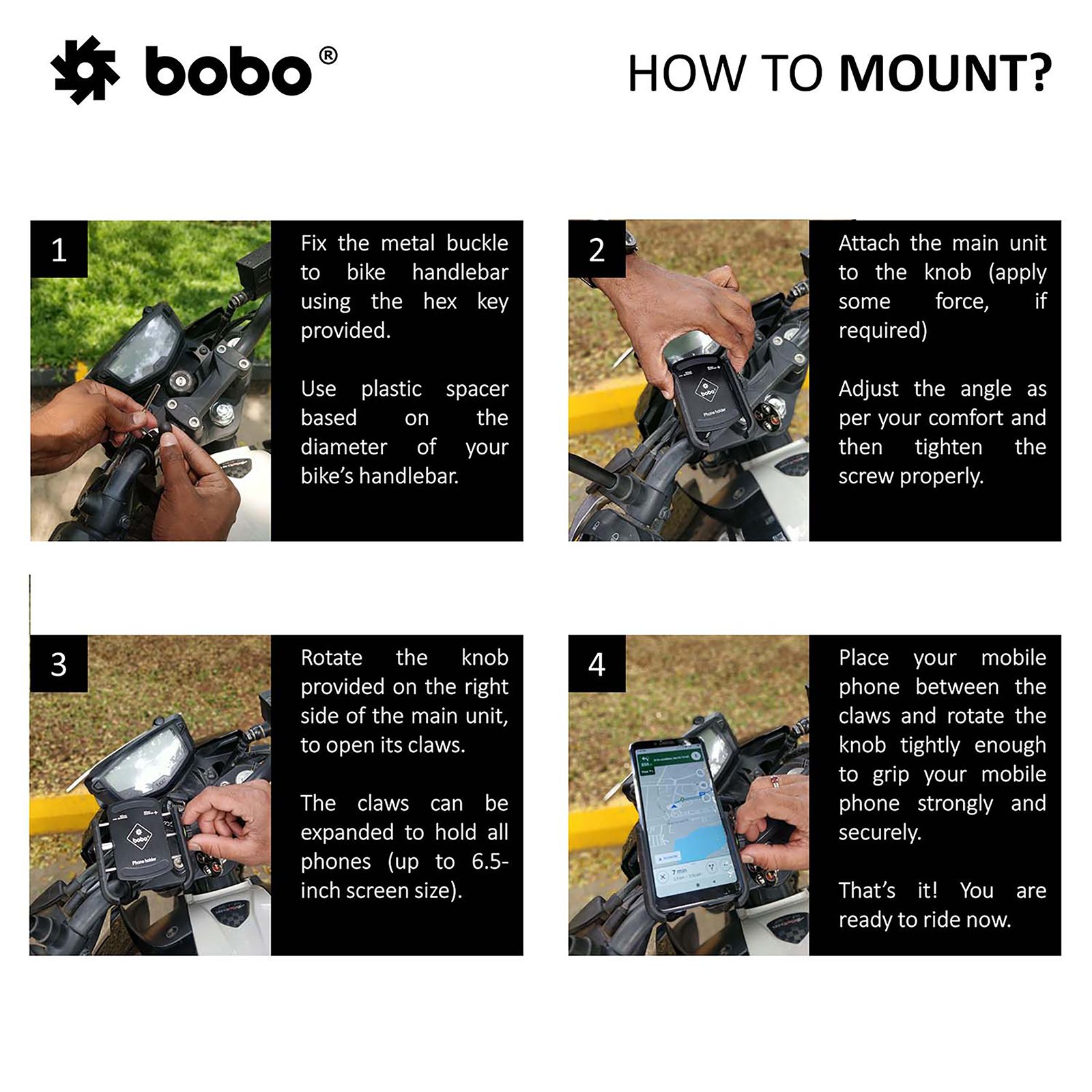 bobo BM4 Jaw Bike Mount for Mobile (360 Degree Rotation, Black) bobo BM4 Jaw Bike Mount for Mobile (360 Degree Rotation, Black)_8