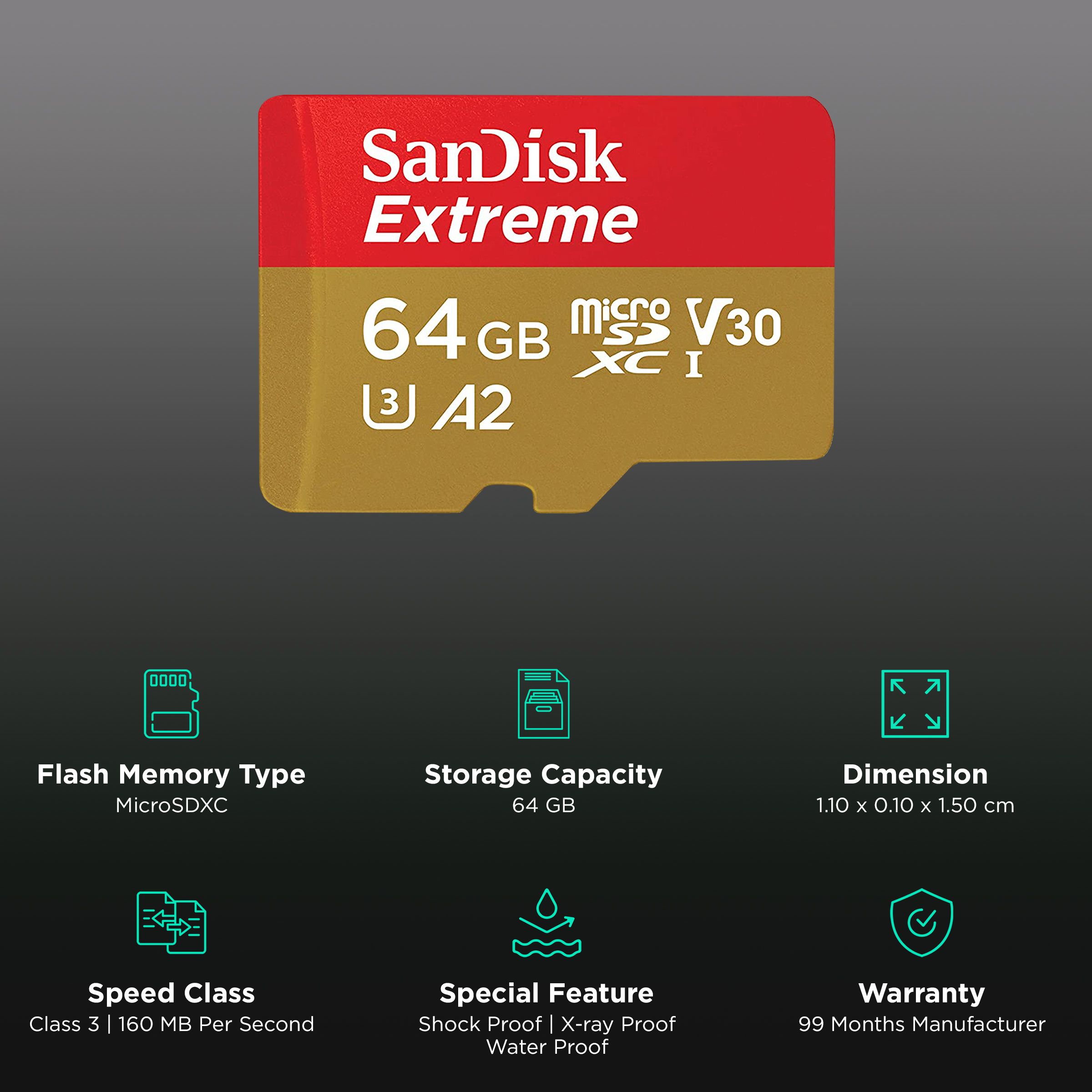 SanDisk Extreme MicroSDXC 64GB Class 3 160MB/s Memory Card SanDisk Extreme MicroSDXC 64GB Class 3 160MB/s Memory Card_3