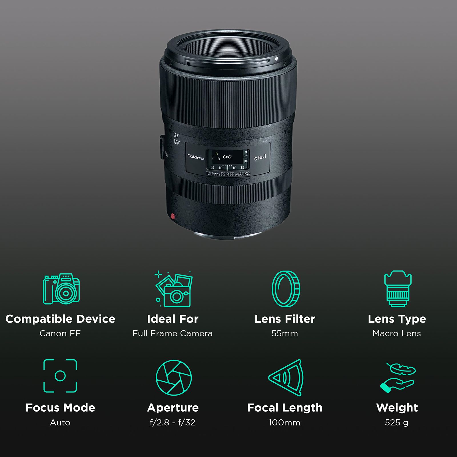 Tokina Atx-i 100mm f/32 - f/2.8 Macro Prime Lens for Canon EF Mount (One-touch Focus Clutch Mechanism) Tokina Atx-i 100mm f/32 - f/2.8 Macro Prime Lens for Canon EF Mount (One-touch Focus Clutch Mechanism)_3