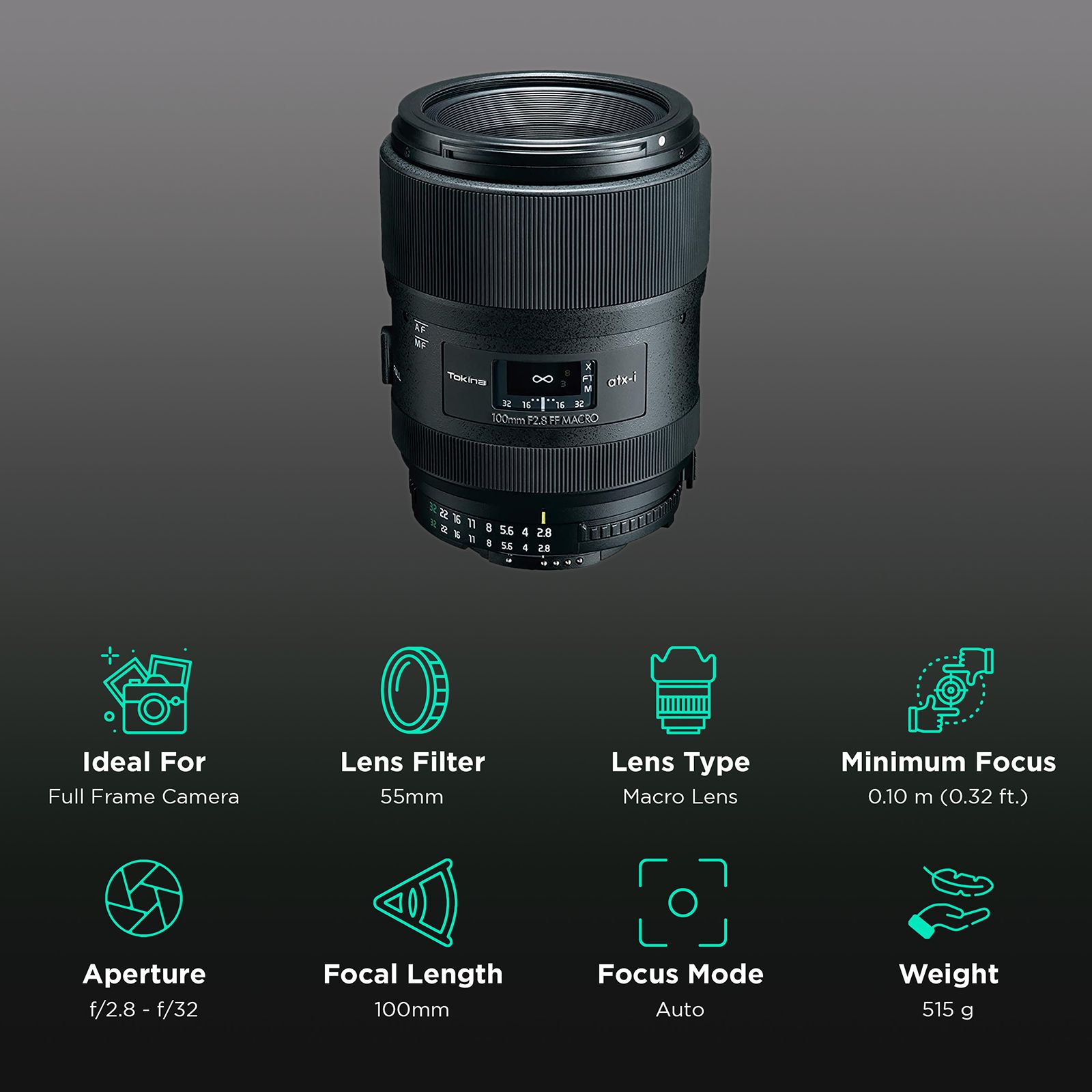 Tokina Atx-i 100mm f/2.8 - f/32 Telephoto Prime Lens for Nikon F Mount (One-touch Focus Clutch Mechanism)_3