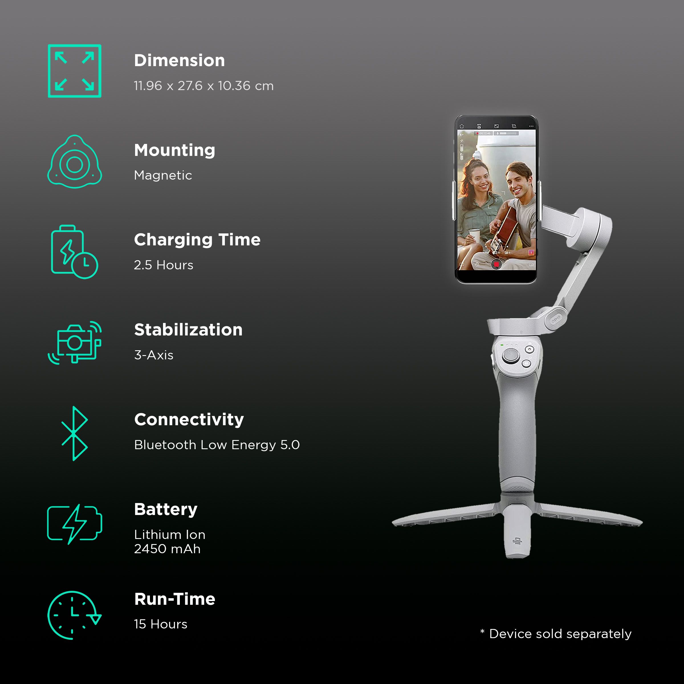DJI OM 4 SE 3-Axis Gimbal for Mobile (ActiveTrack 3.0, Grey)_2