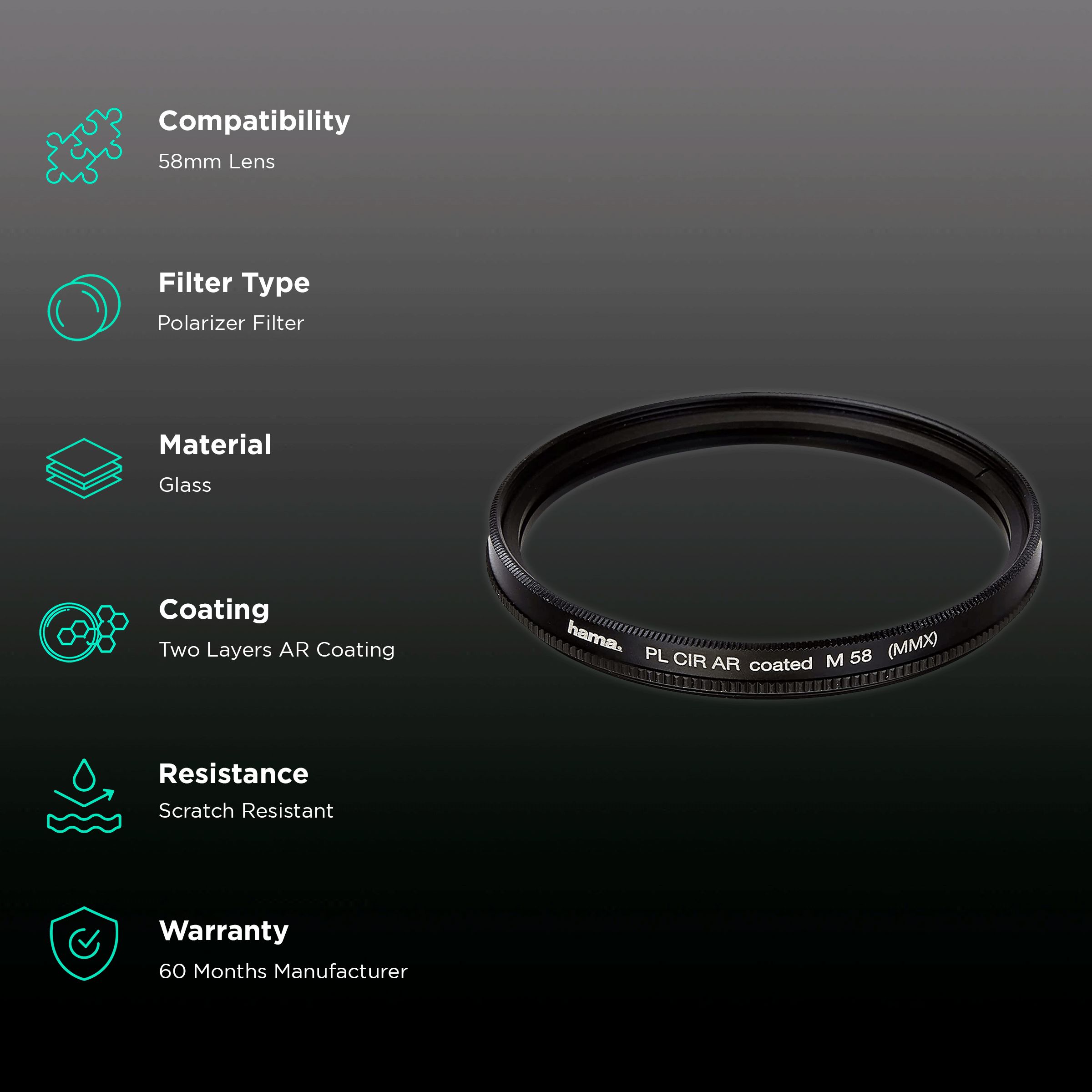 hama 72558 58mm Camera Lens Polarizer Filter (Two Layers AR Coating) hama 72558 58mm Camera Lens Polarizer Filter (Two Layers AR Coating)_2