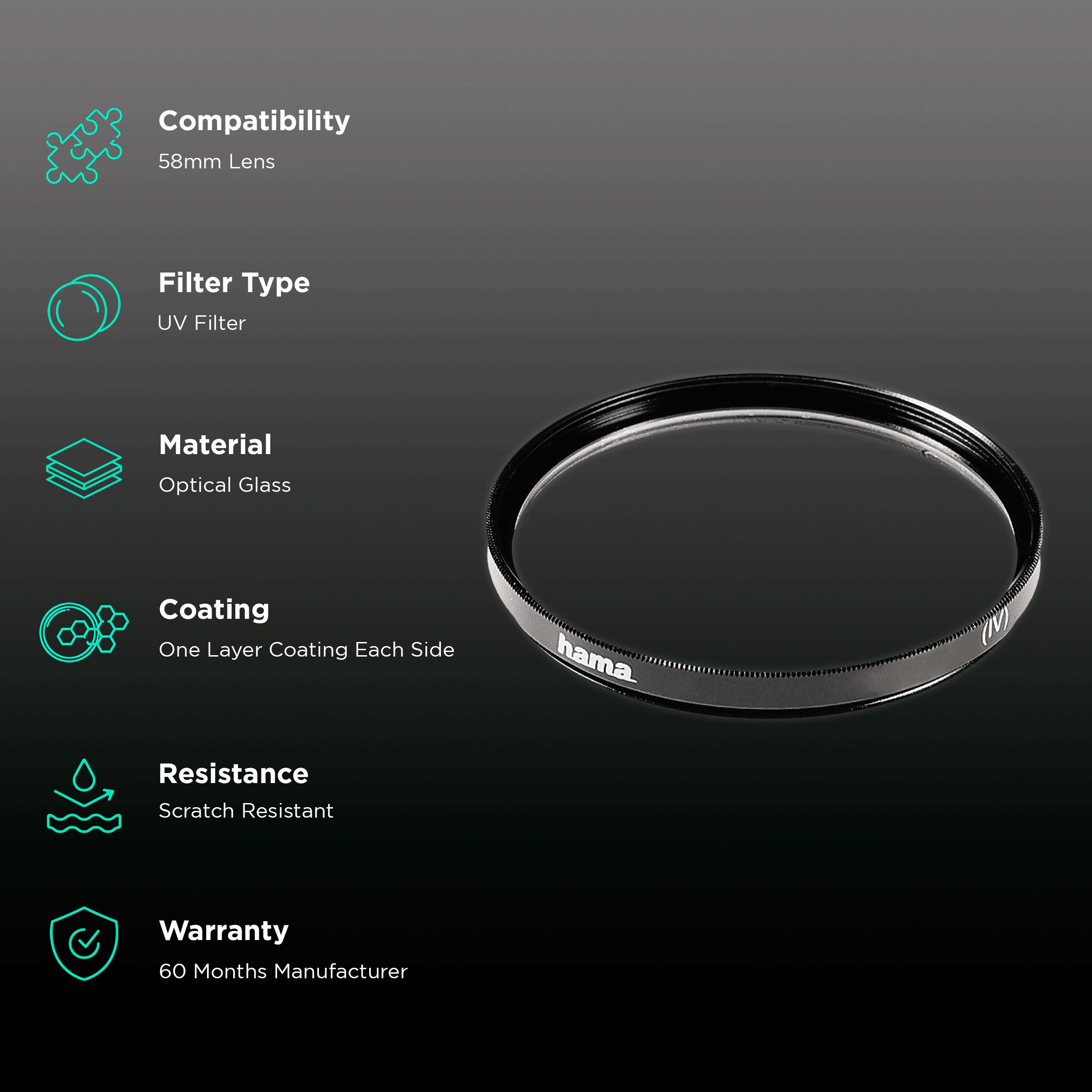 hama 70058 58mm Camera Lens UV Filter (One Layer Coating on Each Side)_2