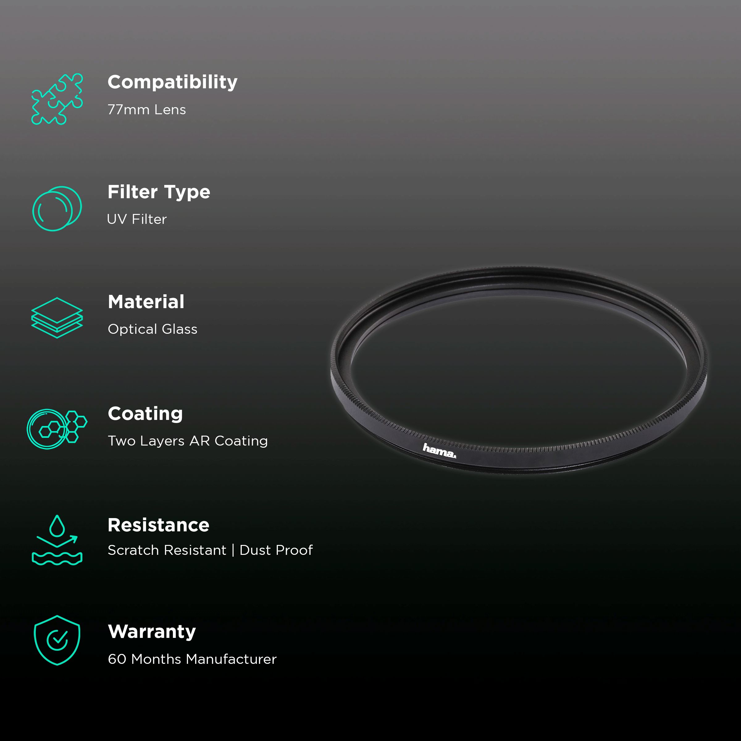 hama 70177 77mm Camera Lens UV Filter (Two Layers AR Coating) hama 70177 77mm Camera Lens UV Filter (Two Layers AR Coating)_2