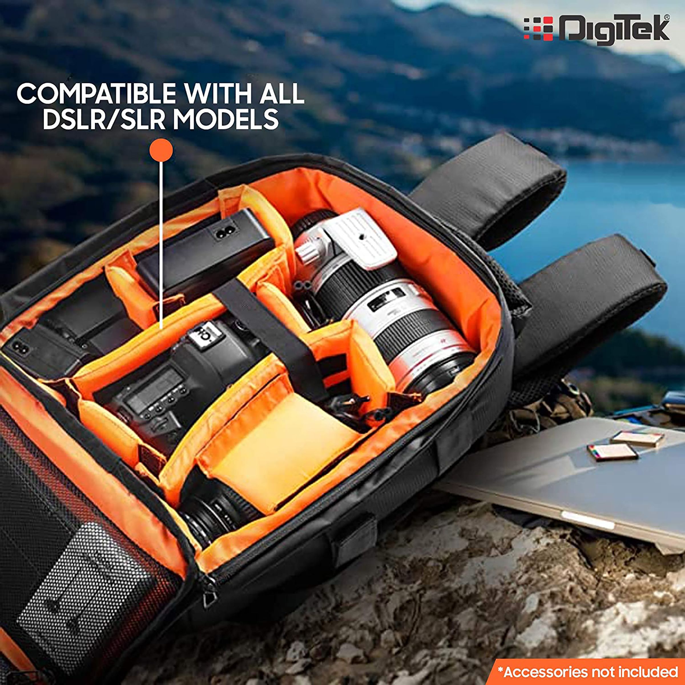 DigiTek DCB 001 Not Available Camera Backpack For DSLR, SLR ( Adjustable Shoulder Strap , DCB 001 , Black/Orange ) DigiTek DCB 001 Not Available Camera Backpack For DSLR, SLR ( Adjustable Shoulder Strap , DCB 001 , Black/Orange )_5