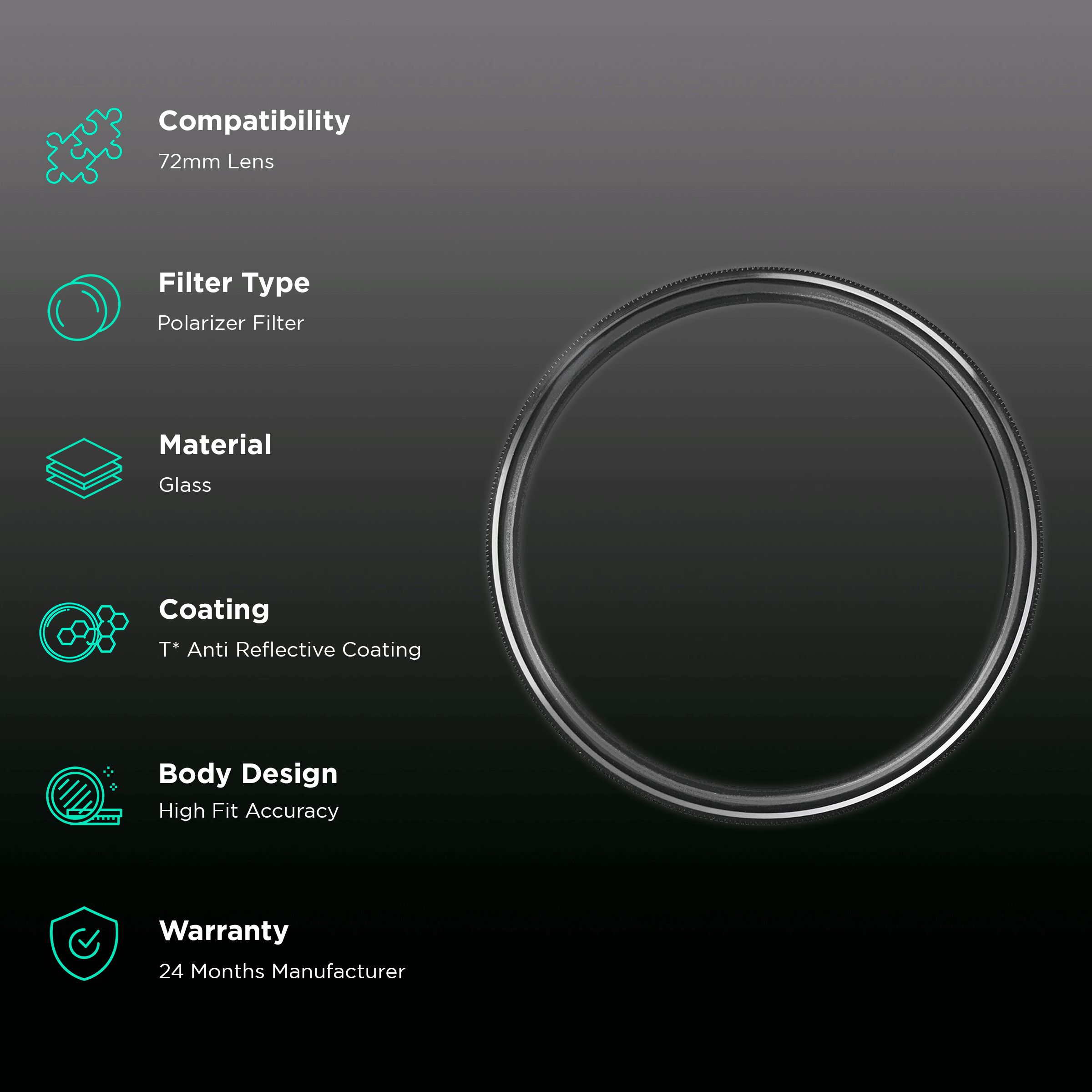 Carl Zeiss T* 72mm Camera Lens Polarizer Filter (Anti Reflective Coating)_2