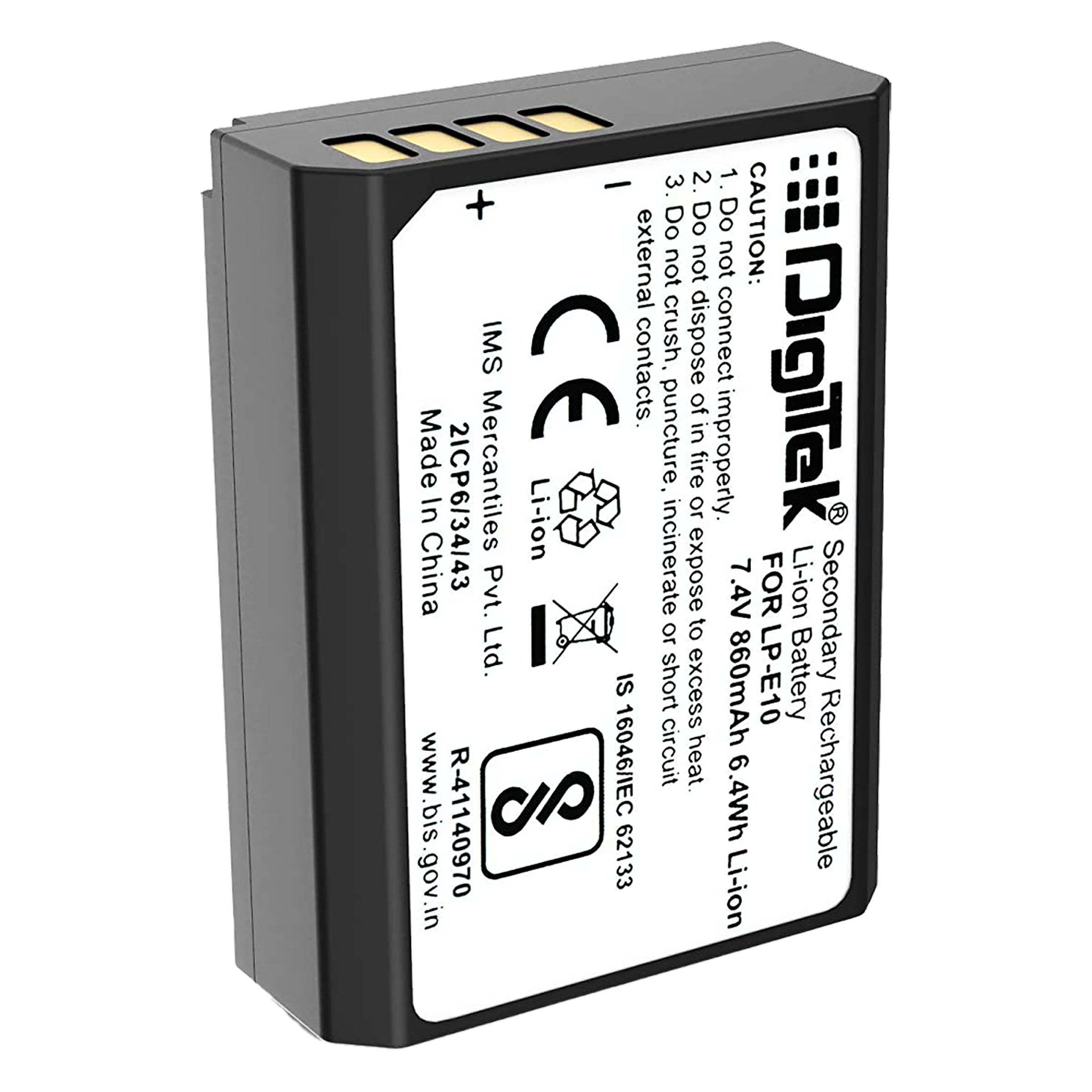 DigiTek LP-E10 860 mAh Li-ion Rechargeable Battery for EOS 1100D, 1200D, 1300D and Rebel T3 DigiTek LP-E10 860 mAh Li-ion Rechargeable Battery for EOS 1100D, 1200D, 1300D and Rebel T3_1