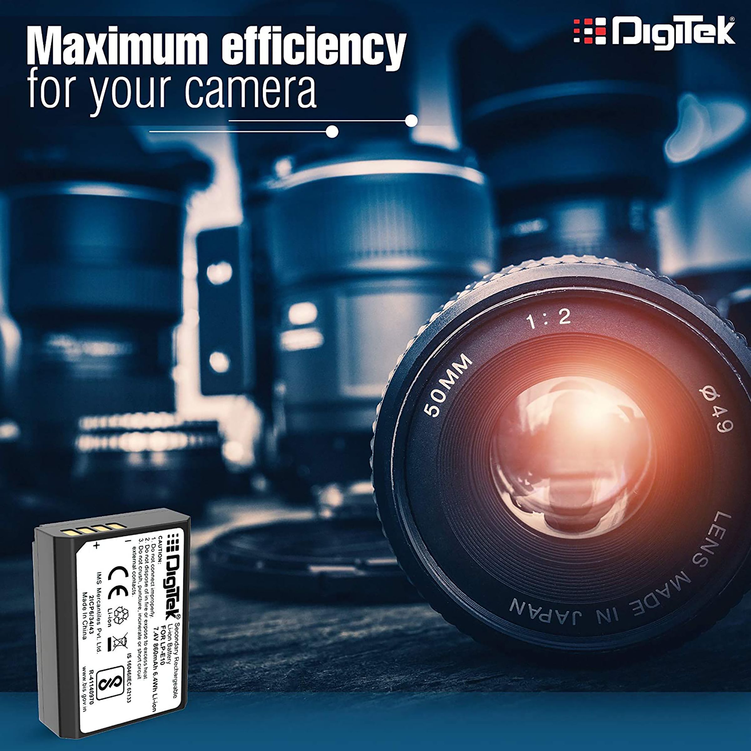 DigiTek LP-E10 860 mAh Li-ion Rechargeable Battery for EOS 1100D, 1200D, 1300D and Rebel T3 DigiTek LP-E10 860 mAh Li-ion Rechargeable Battery for EOS 1100D, 1200D, 1300D and Rebel T3_7