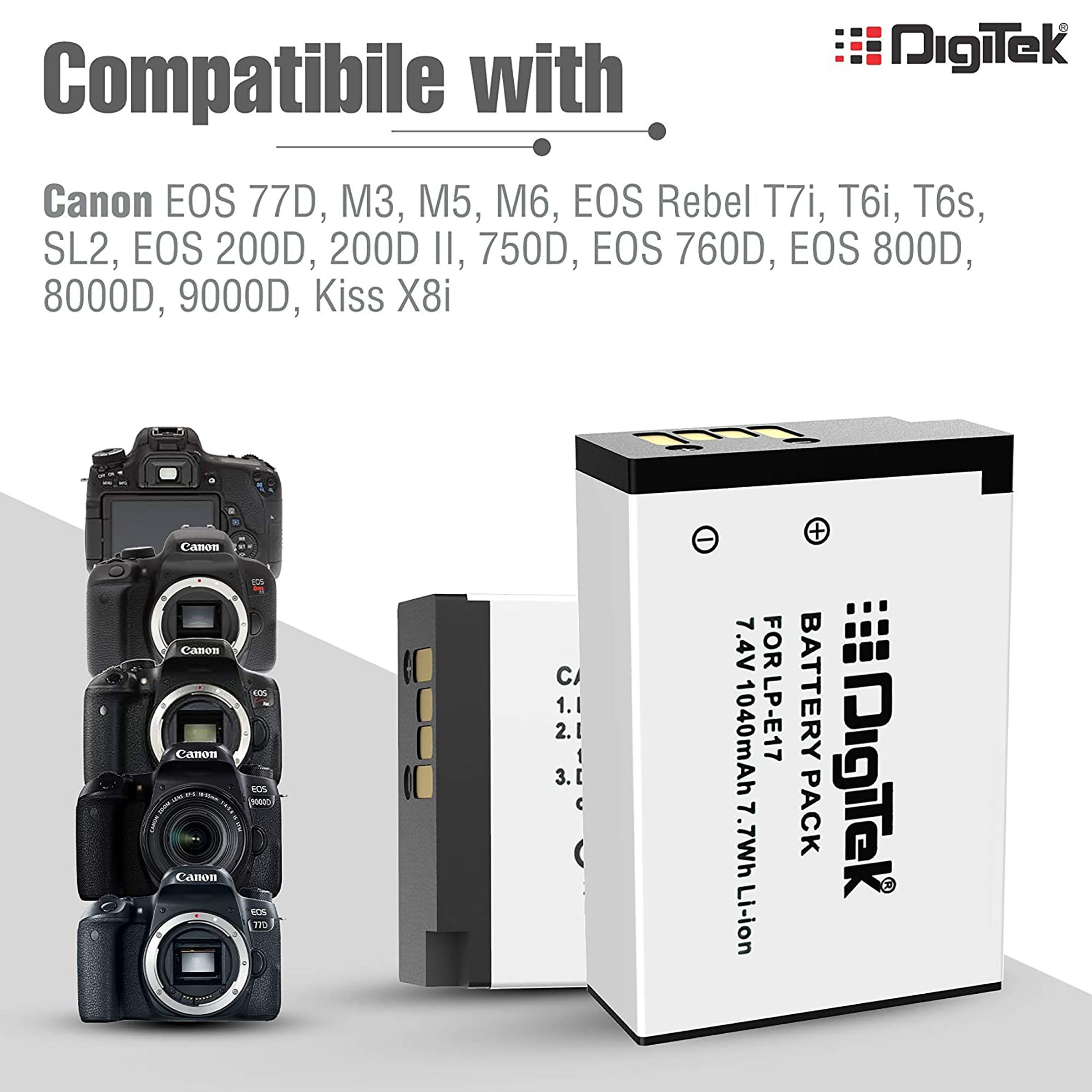 DigiTek LP-E17 1040 mAh Li-ion Rechargeable Battery for EOS 750D, 760D, 800D and 77D_5