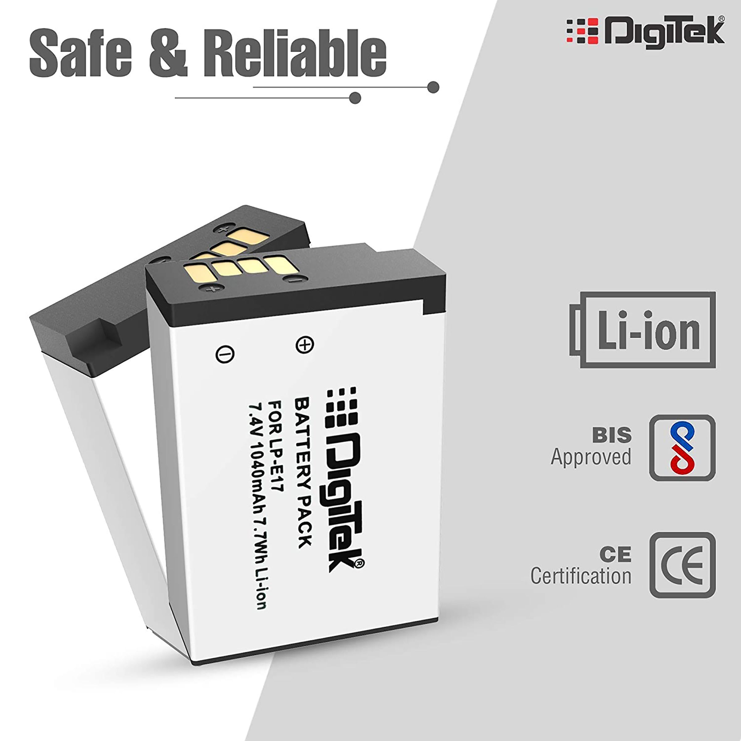 DigiTek LP-E17 1040 mAh Li-ion Rechargeable Battery for EOS 750D, 760D, 800D and 77D_6
