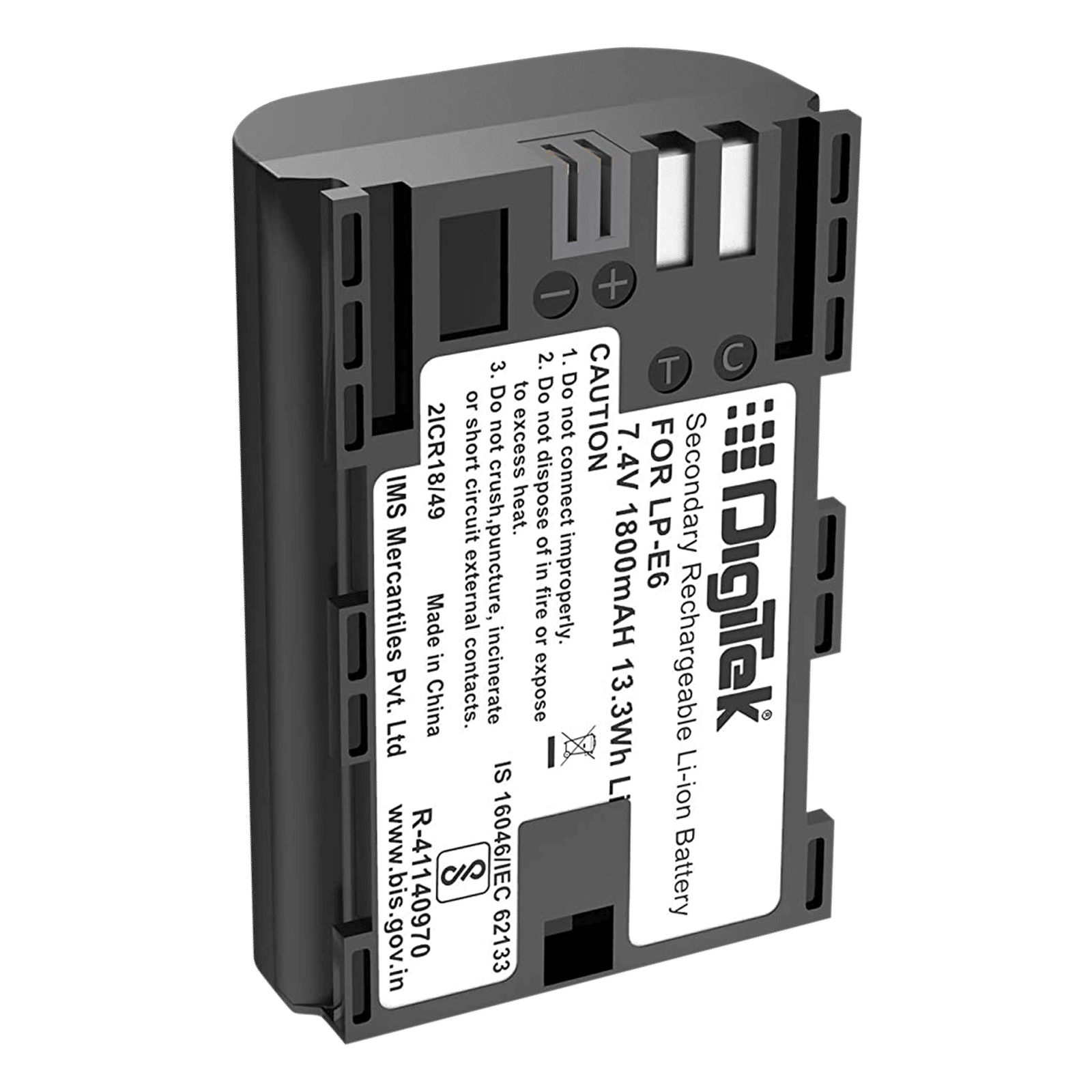 DigiTek LP-E6 New 1800 mAh Li-ion Rechargeable Battery for EOS 5D Mark IV, 5Ds, 5DS R, 6D and 6D Mark II DigiTek LP-E6 New 1800 mAh Li-ion Rechargeable Battery for EOS 5D Mark IV, 5Ds, 5DS R, 6D and 6D Mark II_1