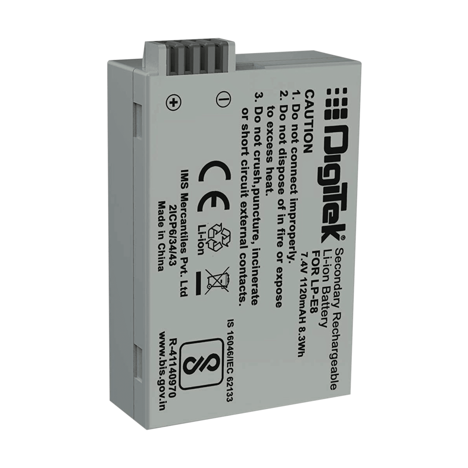 DigiTek LP-E8 1120 mAh Li-ion Rechargeable Battery for Power EOS 55D, 600D, D650, 700D and EOS Rebel T2i DigiTek LP-E8 1120 mAh Li-ion Rechargeable Battery for Power EOS 55D, 600D, D650, 700D and EOS Rebel T2i_1