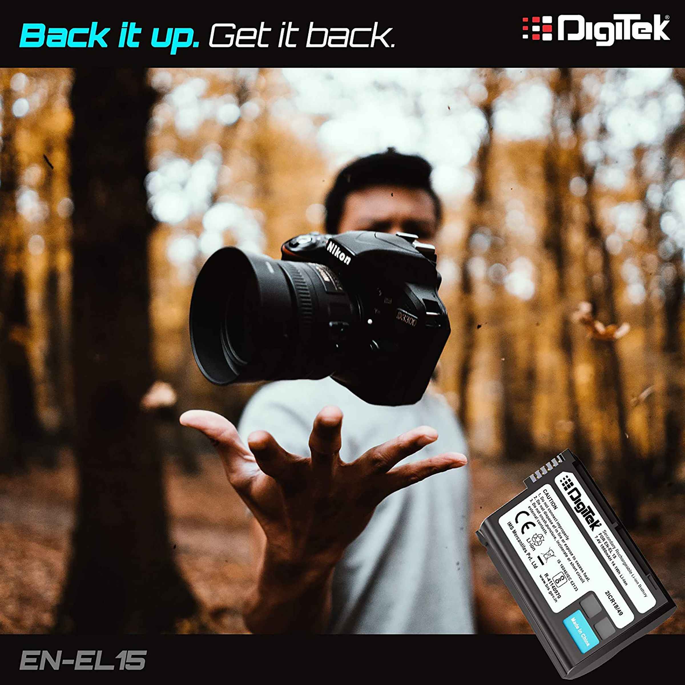 DigiTek EN-EL15 1900 mAh Li-ion Rechargeable Battery for D7000, D7100, D7200, D850, D750, D810, D500, D600 and D610 DigiTek EN-EL15 1900 mAh Li-ion Rechargeable Battery for D7000, D7100, D7200, D850, D750, D810, D500, D600 and D610_4