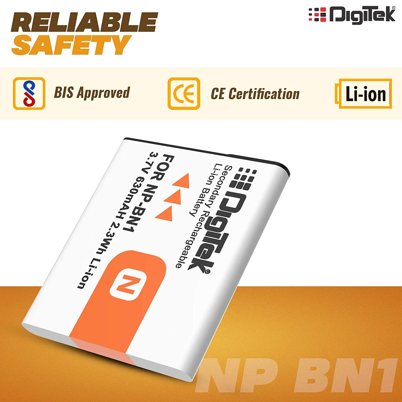 DigiTek NP-BN1 630 mAh Li-ion Rechargeable Battery for TX7-W-390, W-380, W-370, W-350, W-330 and W-310 DigiTek NP-BN1 630 mAh Li-ion Rechargeable Battery for TX7-W-390, W-380, W-370, W-350, W-330 and W-310_3
