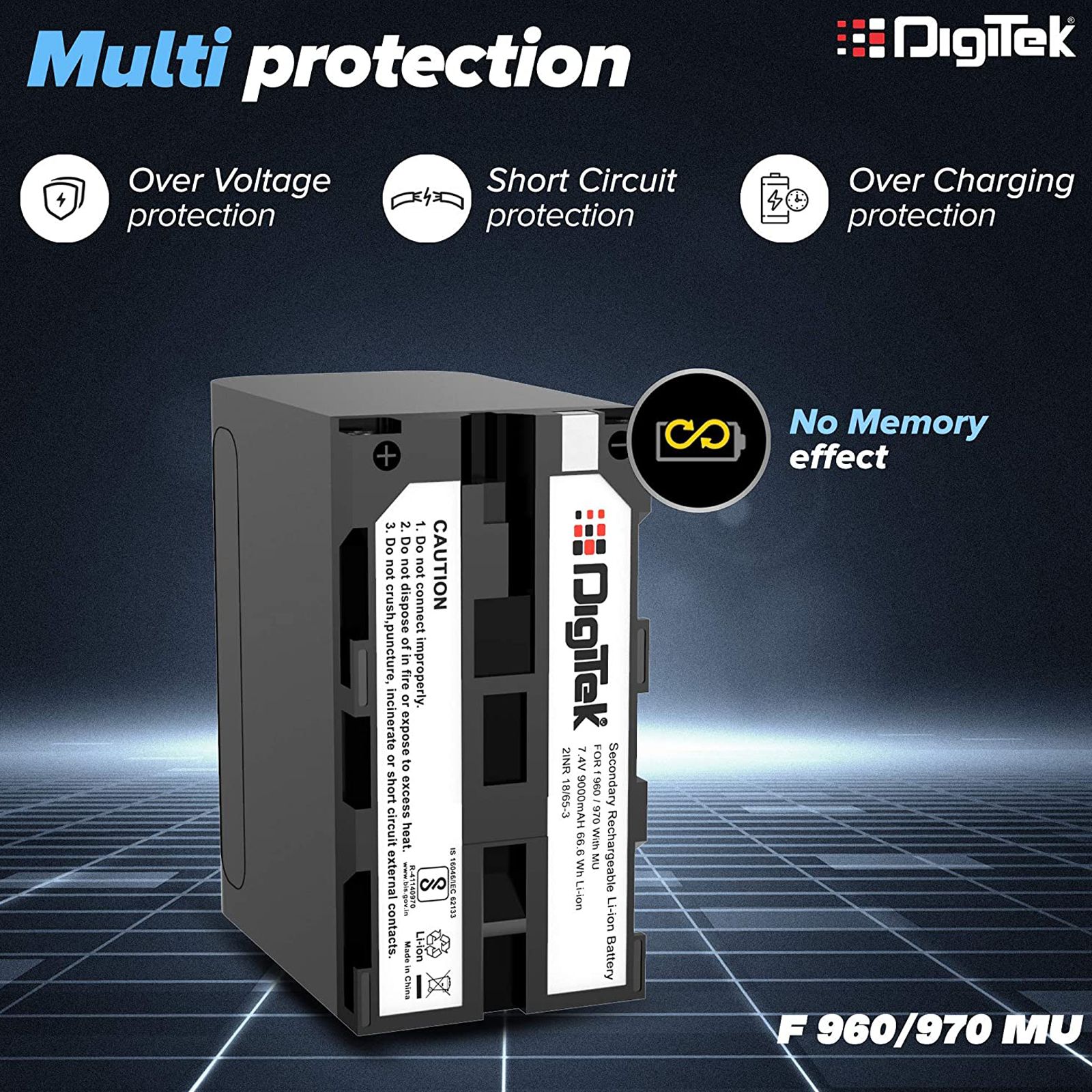 DigiTek NP-F960/970 MU 9000 mAh Li-ion Rechargeable Battery for PD150, 150P, 170, 170P, TR1, V15 and V25_5