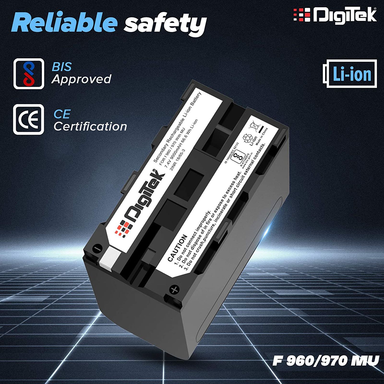 DigiTek NP-F960/970 MU 9000 mAh Li-ion Rechargeable Battery for PD150, 150P, 170, 170P, TR1, V15 and V25_6