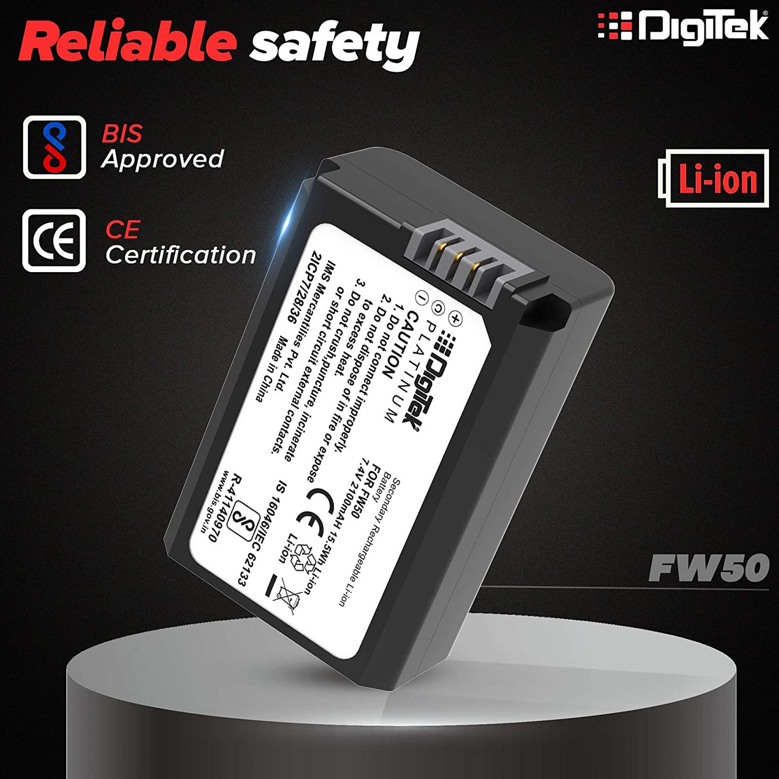 DigiTek FW50 Platinum 2100 mAh Li-ion Rechargeable Battery for Alpha NEX-3, 5, 6, 7 Series DigiTek FW50 Platinum 2100 mAh Li-ion Rechargeable Battery for Alpha NEX-3, 5, 6, 7 Series_4