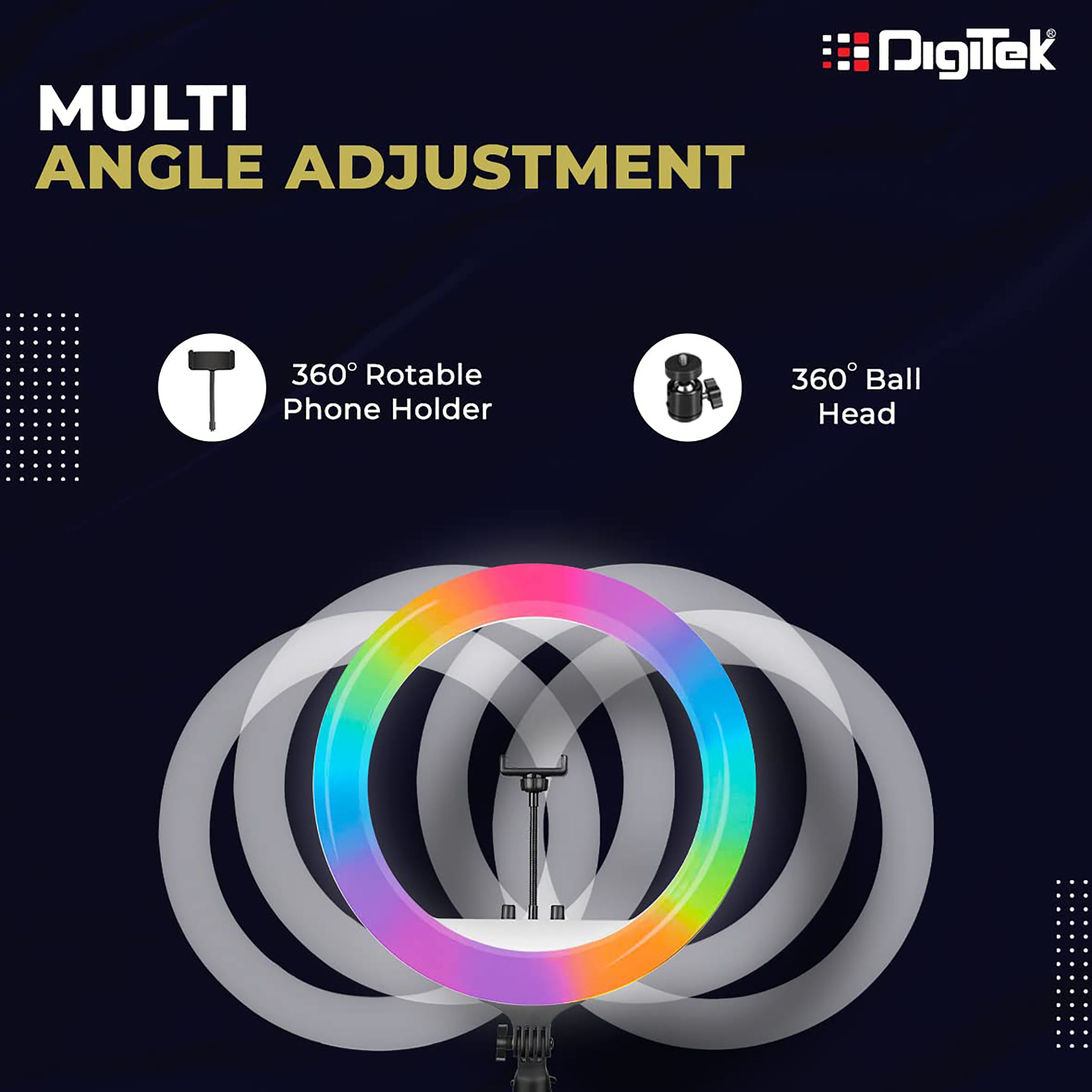 Digitek DRL-18 RGB Ring Light with Remote & Carry Bag for Photography, Videography & Live Streaming (Multi-Angle Adjustment)_10