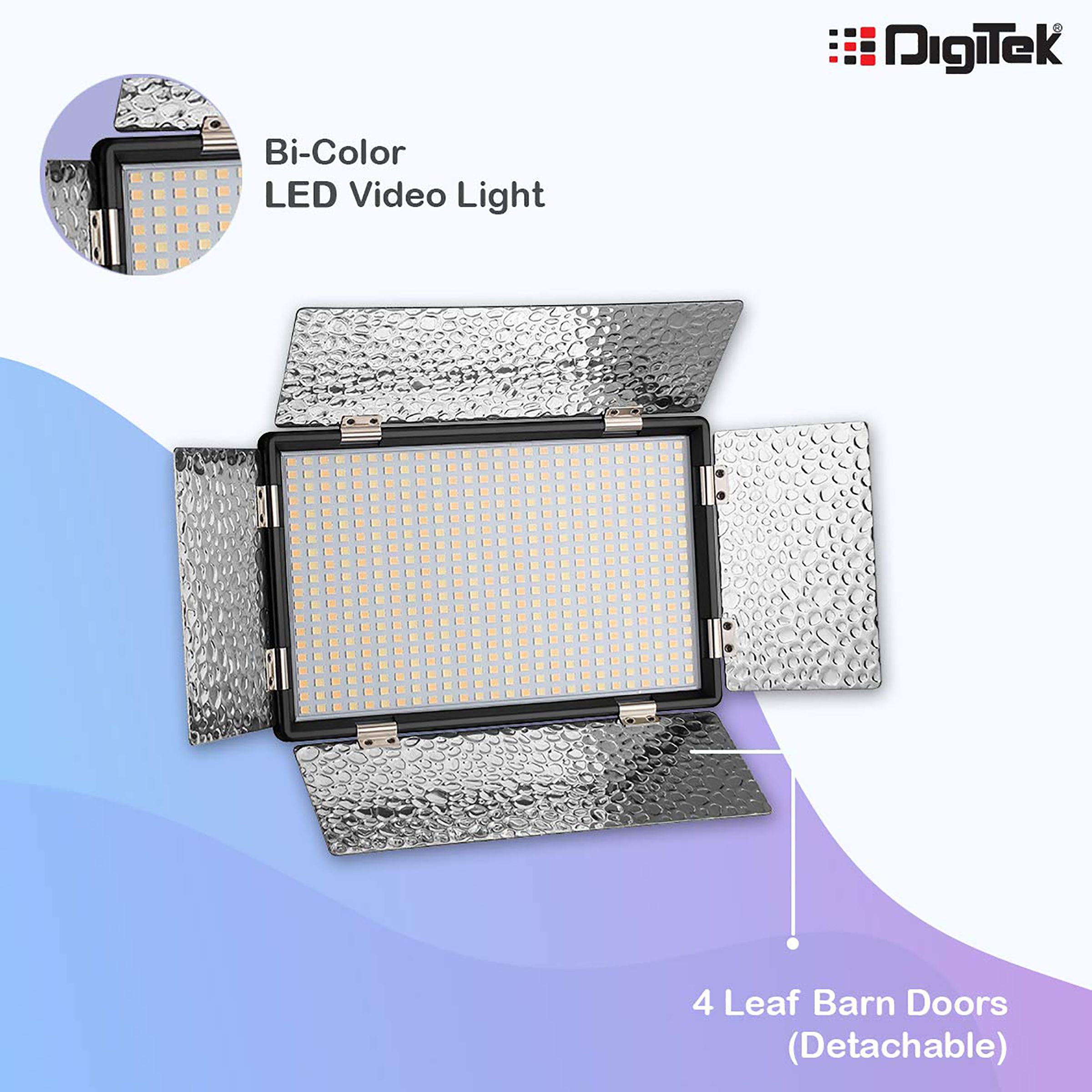 DigiTek D520B Com F750MU LED Video Light with Barndoor for Camera (Dual Color Temperature, Black)_5