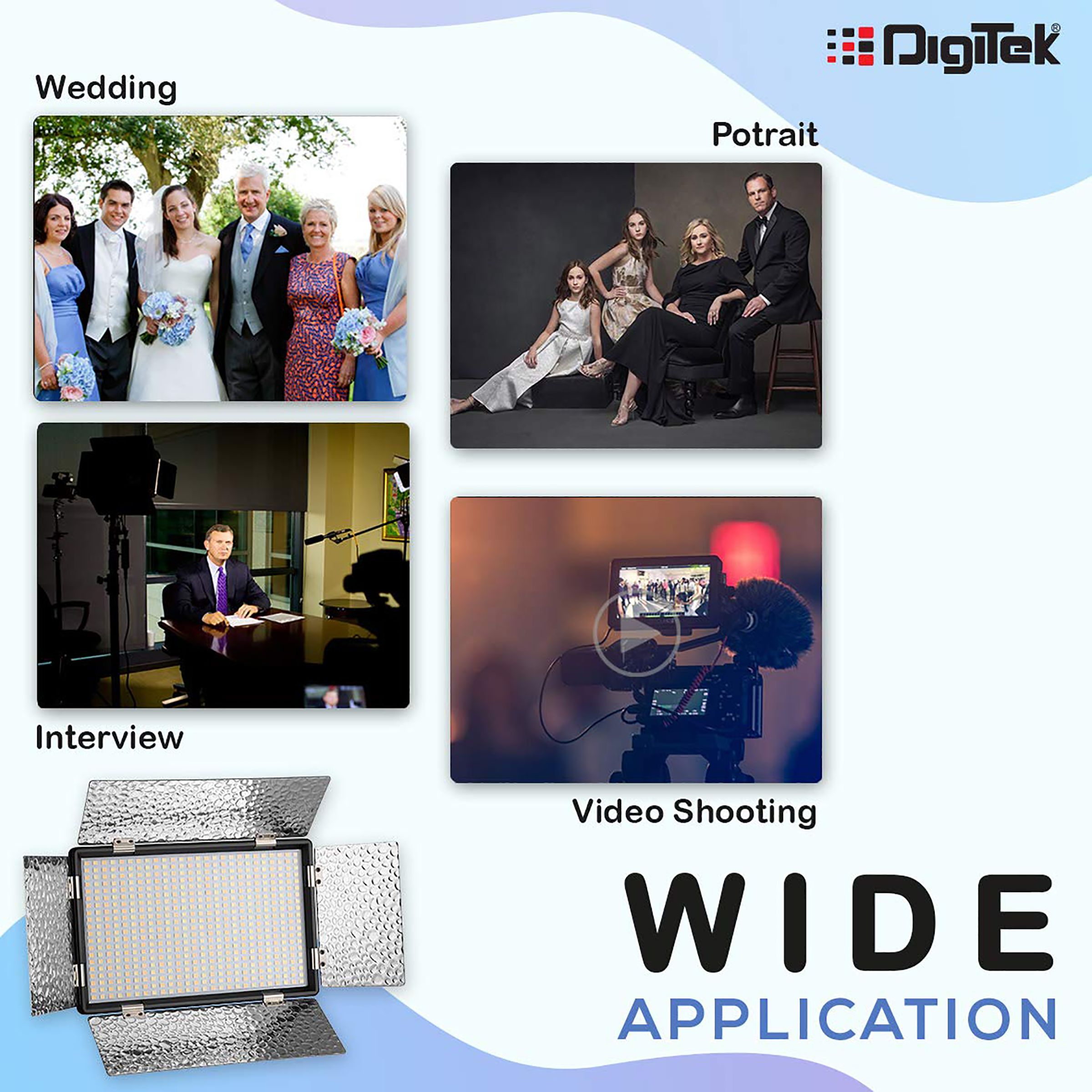 DigiTek D520B Com F750MU LED Video Light with Barndoor for Camera (Dual Color Temperature, Black)_7