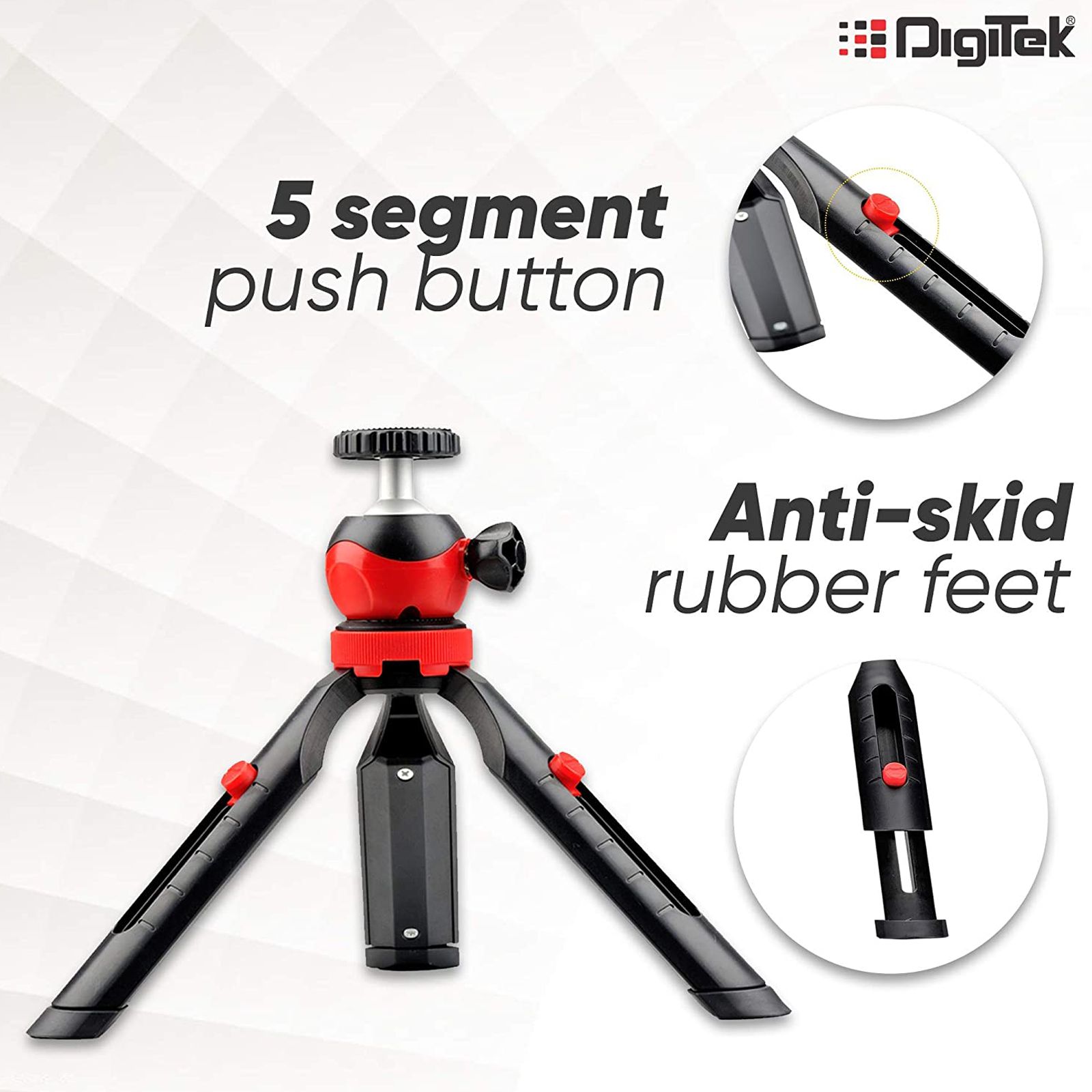 DigiTek DTR 200 MT 20cm Adjustable Mini Tripod for Mobile and Camera (Anti Skid Rubber Feet, Black) DigiTek DTR 200 MT 20cm Adjustable Mini Tripod for Mobile and Camera (Anti Skid Rubber Feet, Black)_8