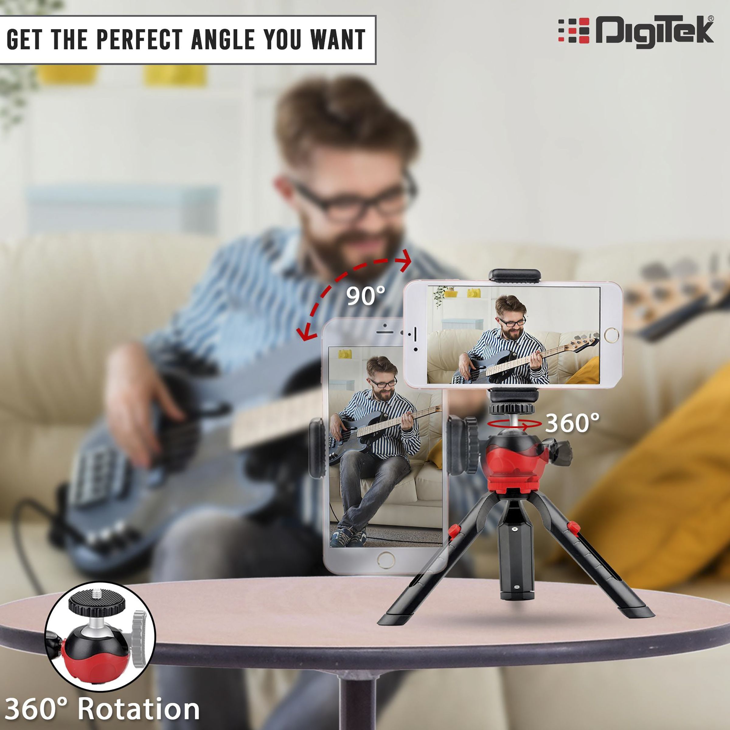 DigiTek DTR 200 MT 20cm Adjustable Mini Tripod for Mobile and Camera (Anti Skid Rubber Feet, Black) DigiTek DTR 200 MT 20cm Adjustable Mini Tripod for Mobile and Camera (Anti Skid Rubber Feet, Black)_4