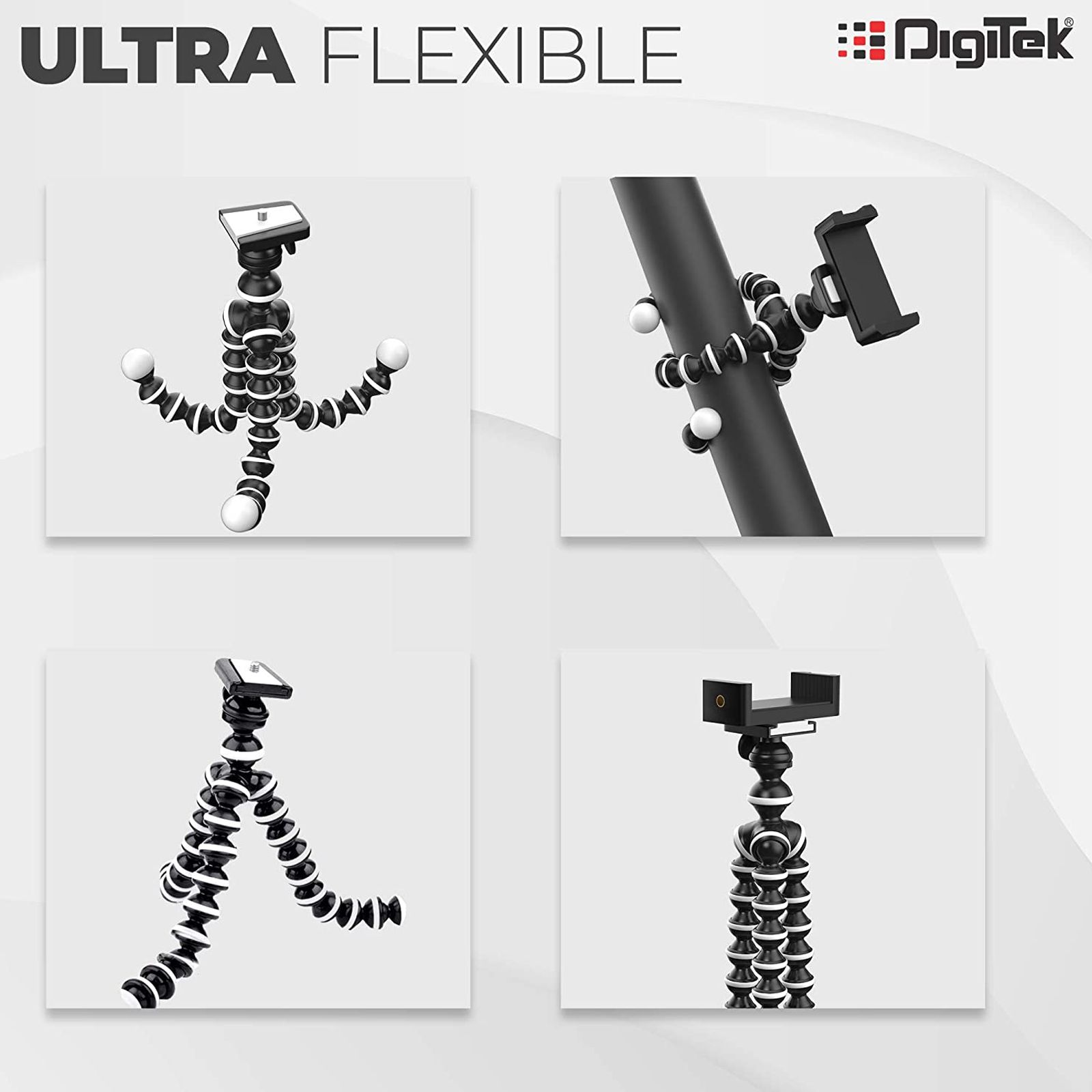 DigiTek DTR 260 GT 24cm Adjustable GorillaPod for Mobile and Camera with Remote (Rotating Sphere, Black)_5